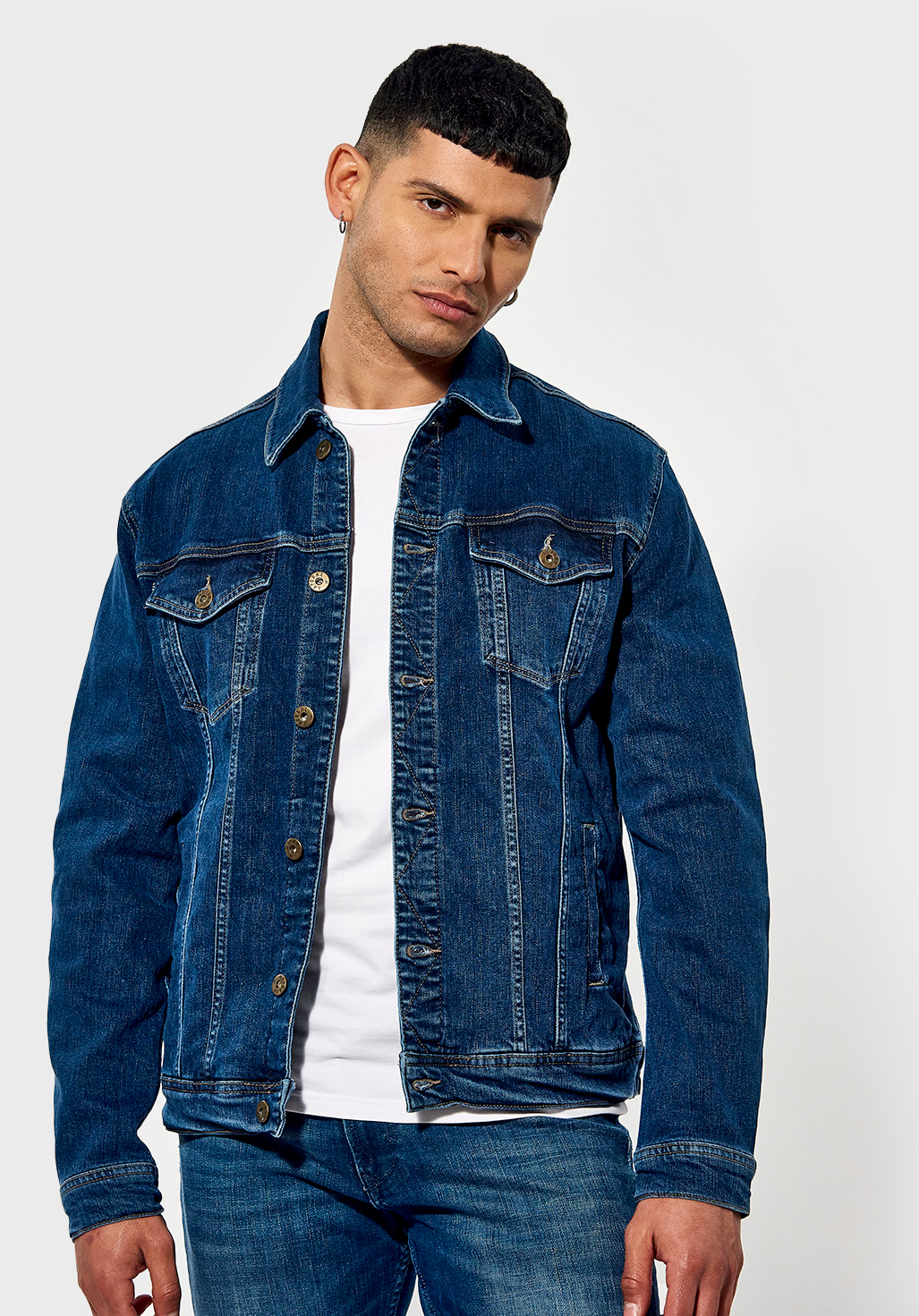 Buy Marcelo Burlon Men Blue Mix & Match Slim-Fit Denim Jacket for Men  Online | The Collective