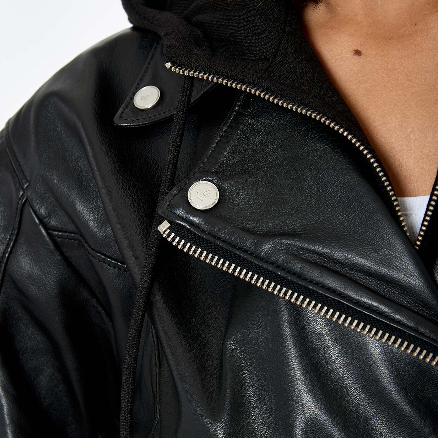 Women s black leather jacket Audo Kaporal