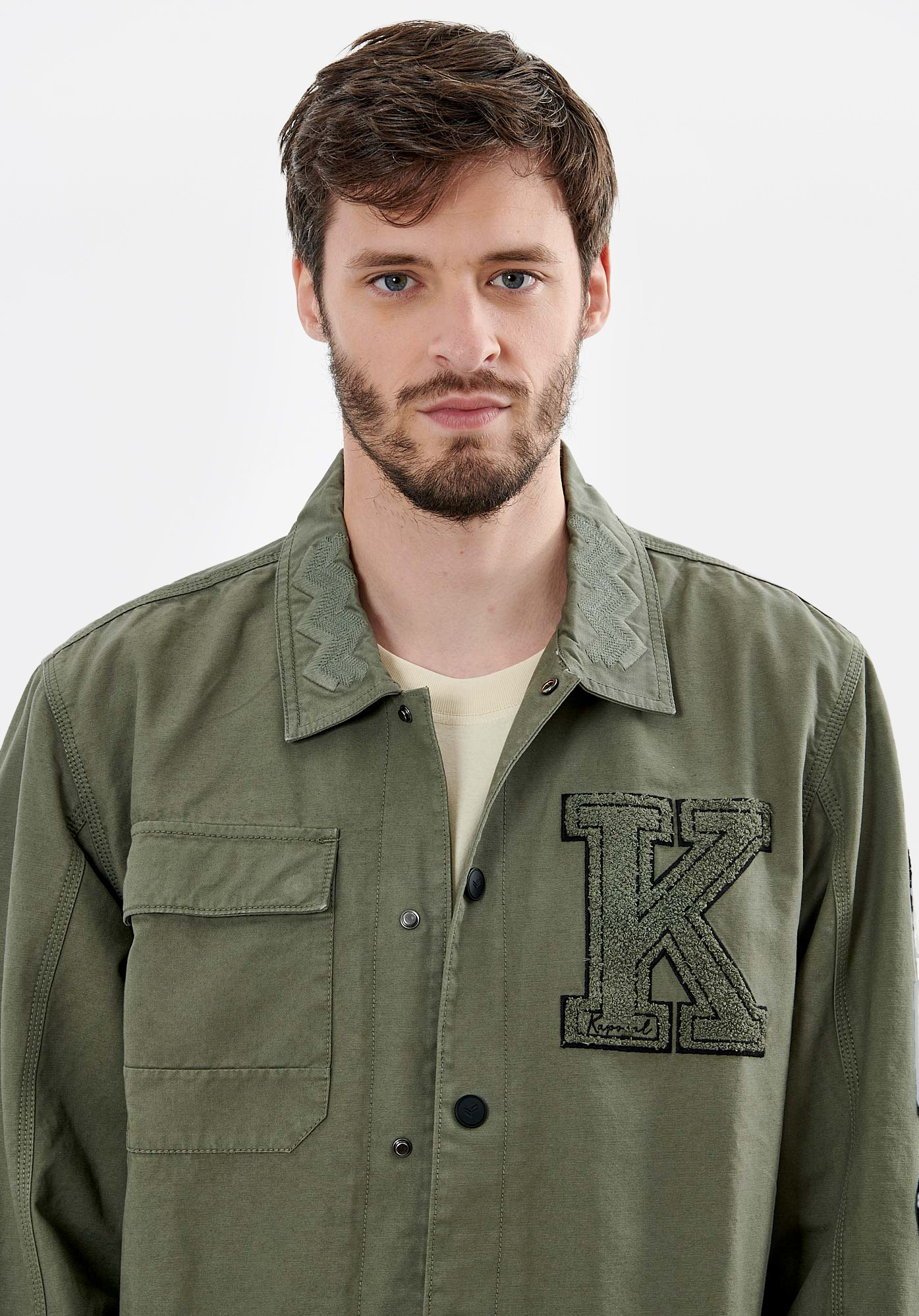 Khaki cotton jacket mens sale