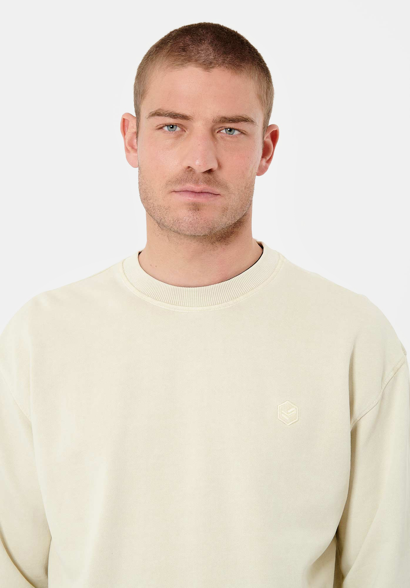 Men s beige 100 cotton sweatshirt Crew Kaporal