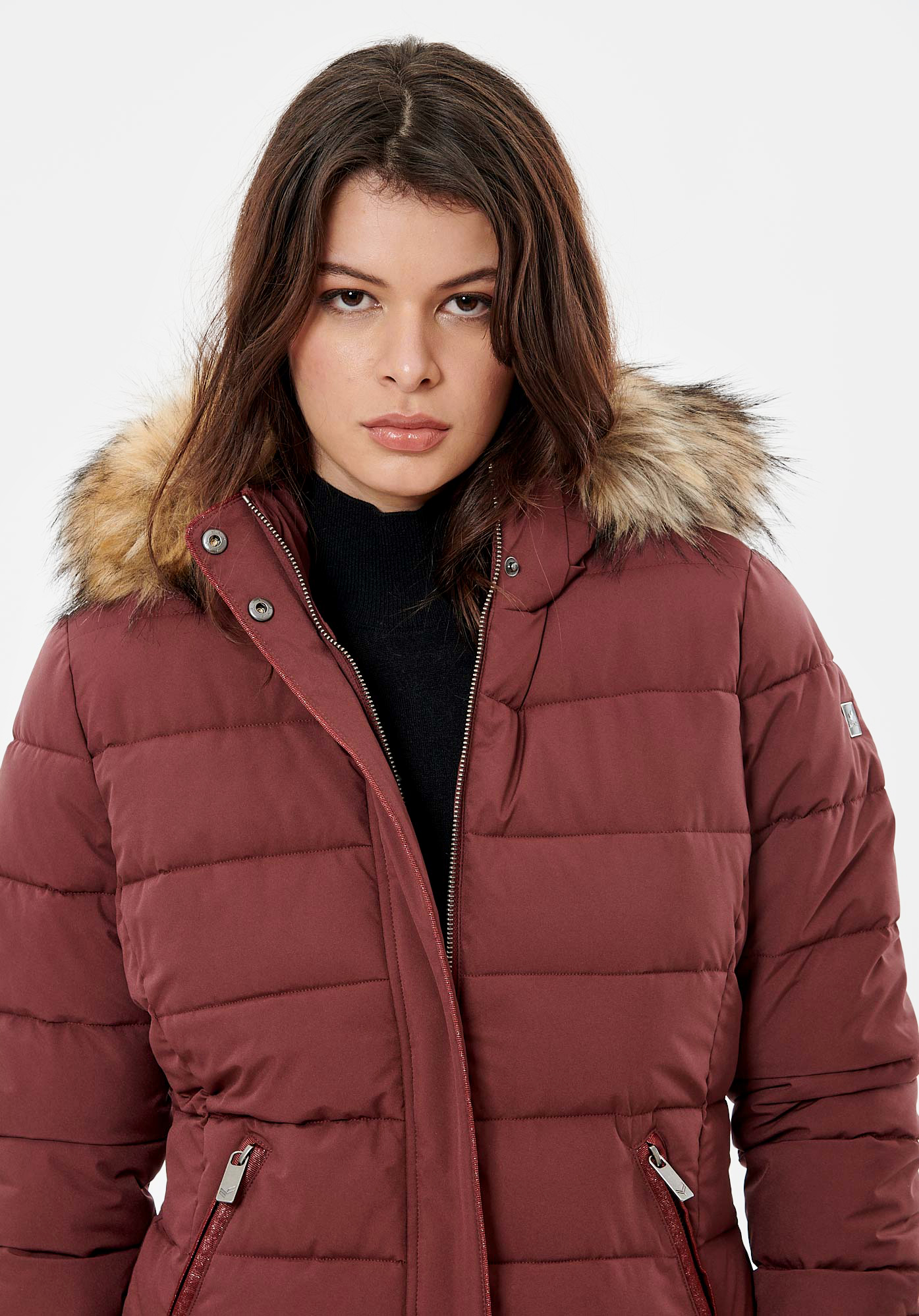 Women s burgundy puffer jacket Dabby Kaporal