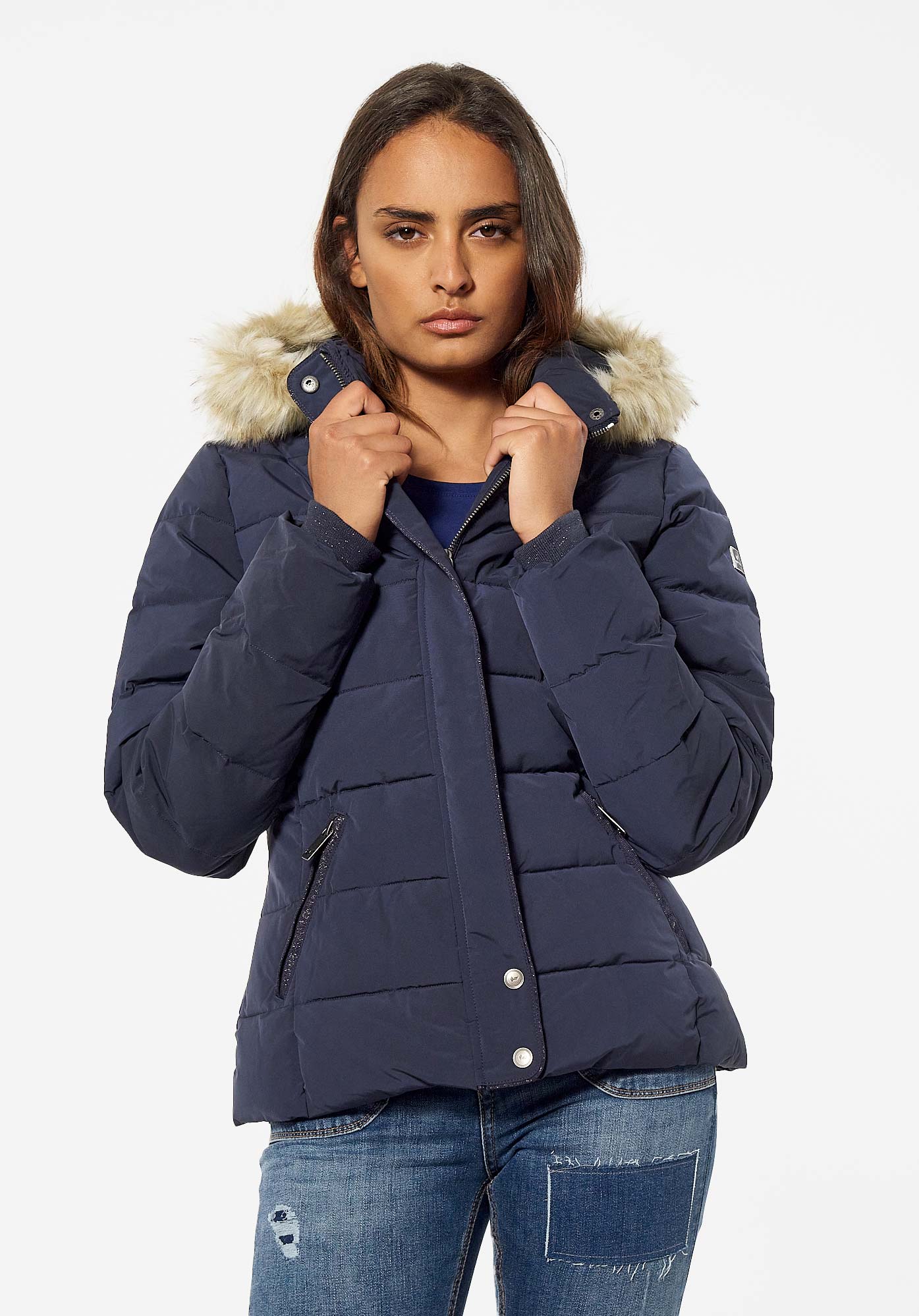 Topshop quilted puffer hot sale jacket navy