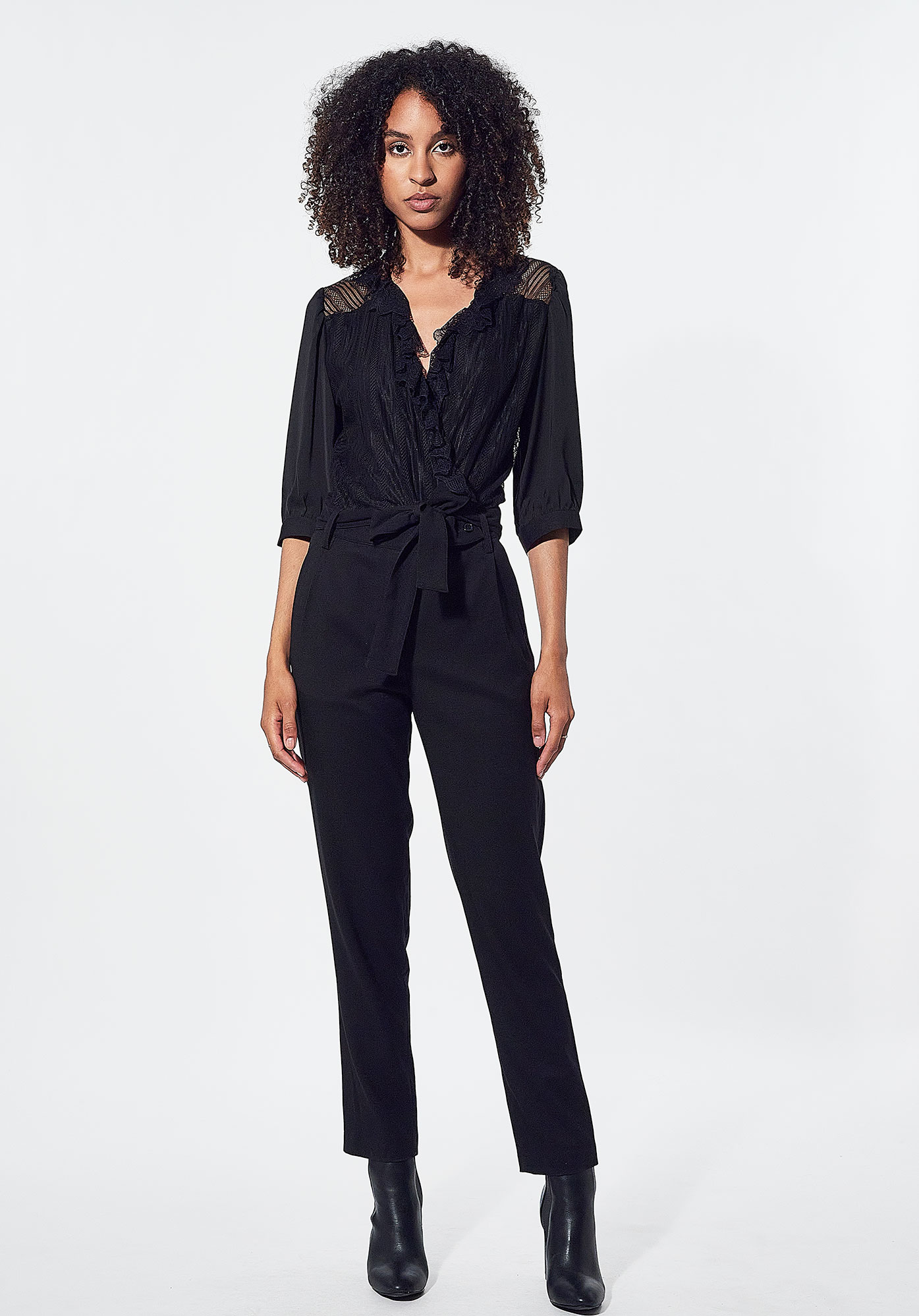 Flowy jumpsuit top with sleeves