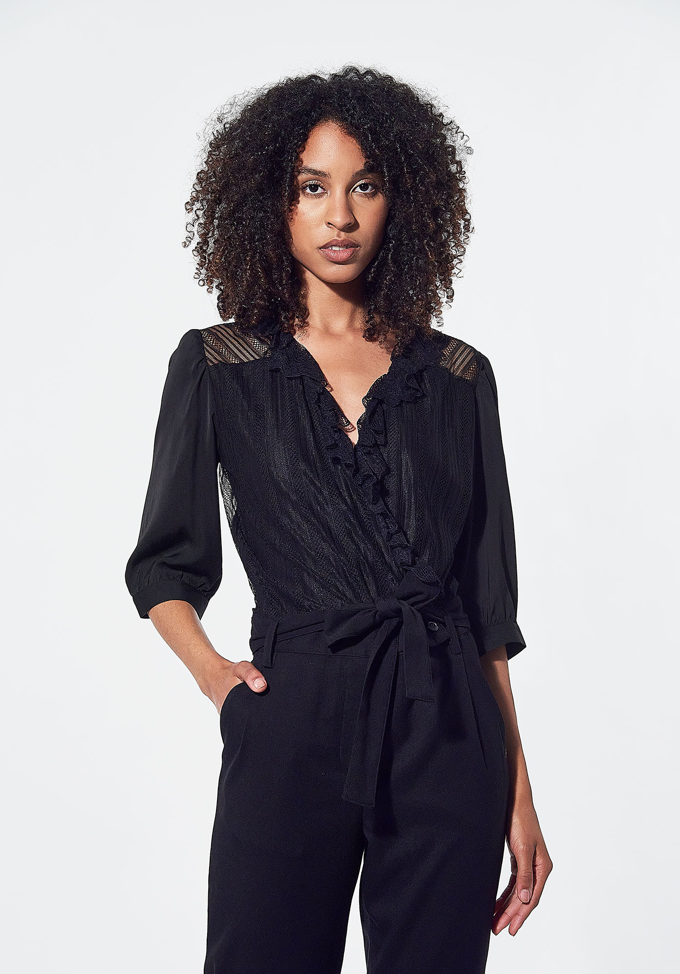 Women's black flowy jumpsuit cheap