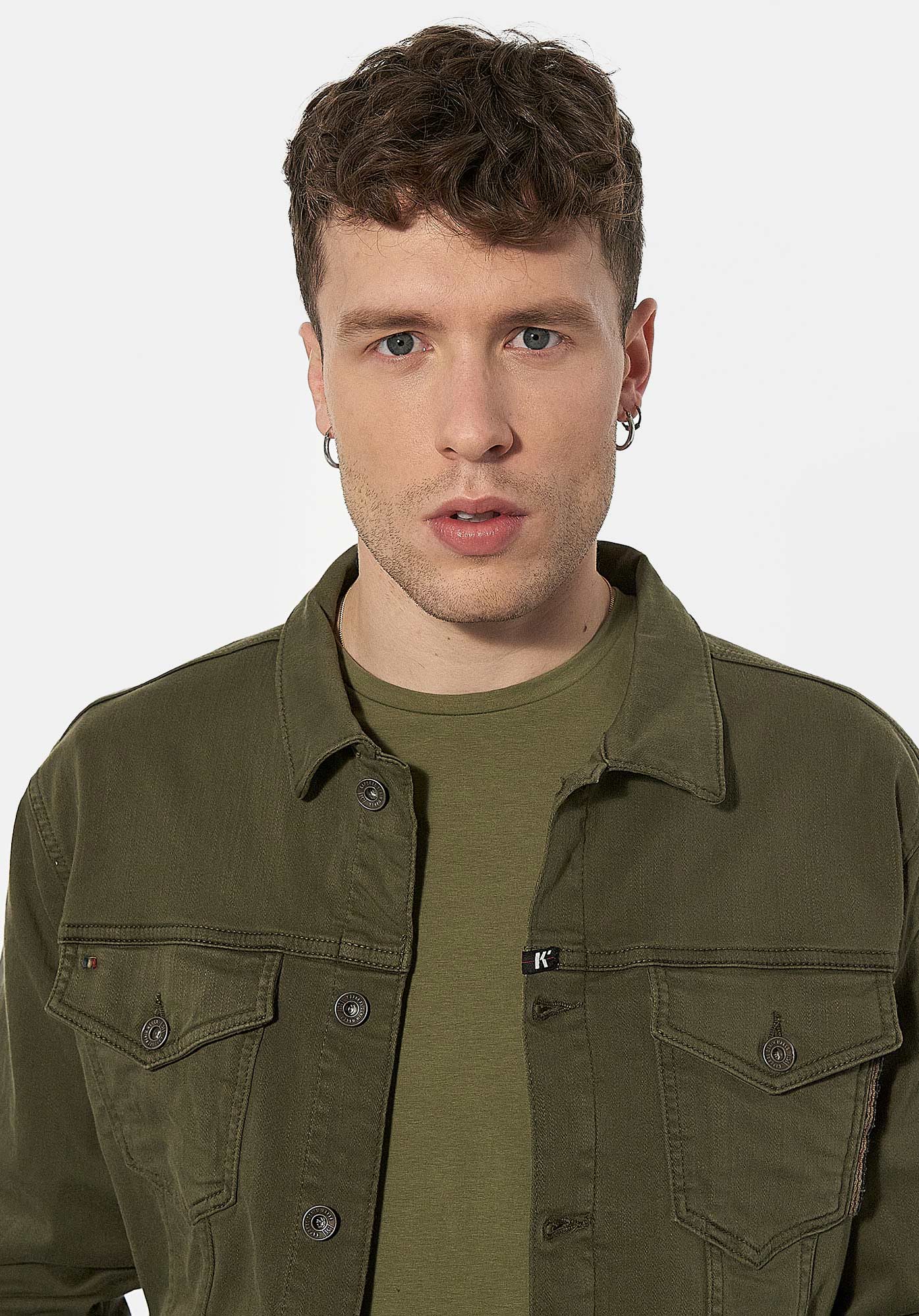 Men s khaki denim jacket Jaden Kaporal