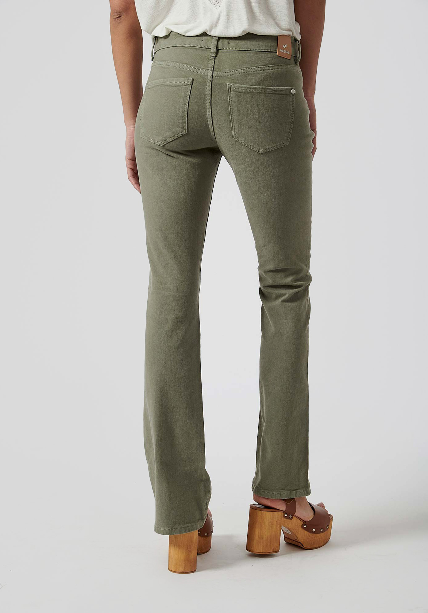 Khaki bootcut jeans womens discount