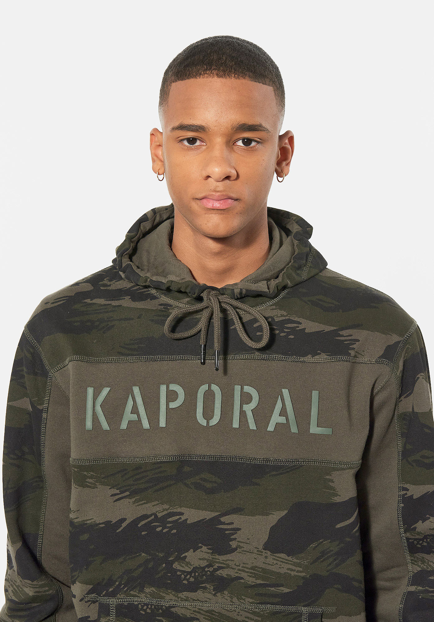 Men's camouflage hooded sweatshirt top