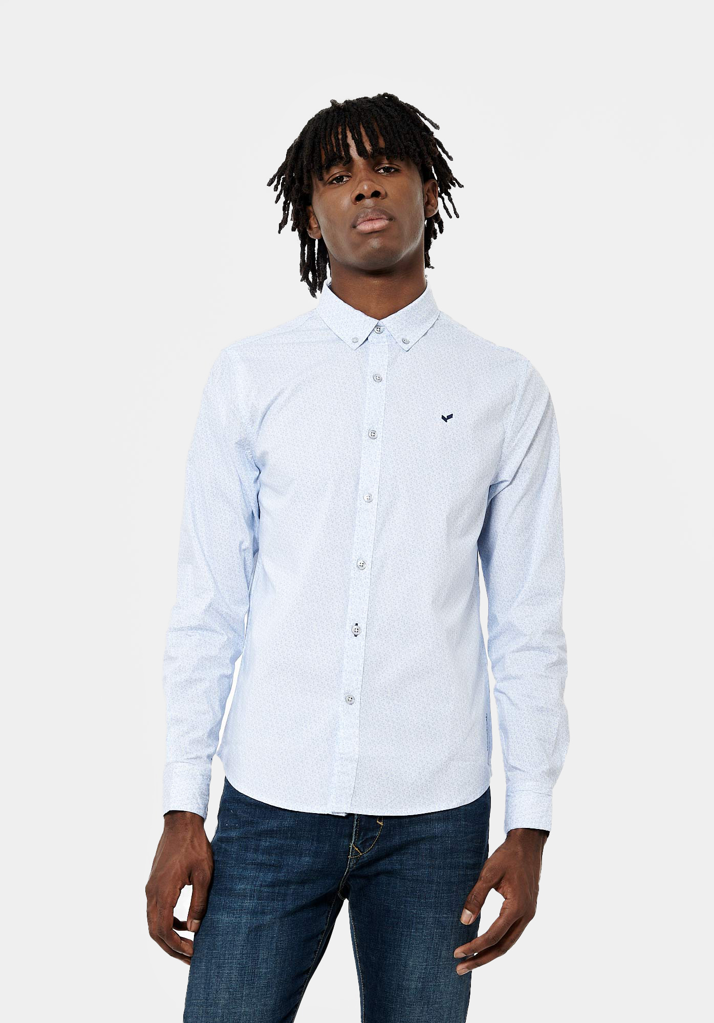 Men s blue and white shirt Mirko Kaporal