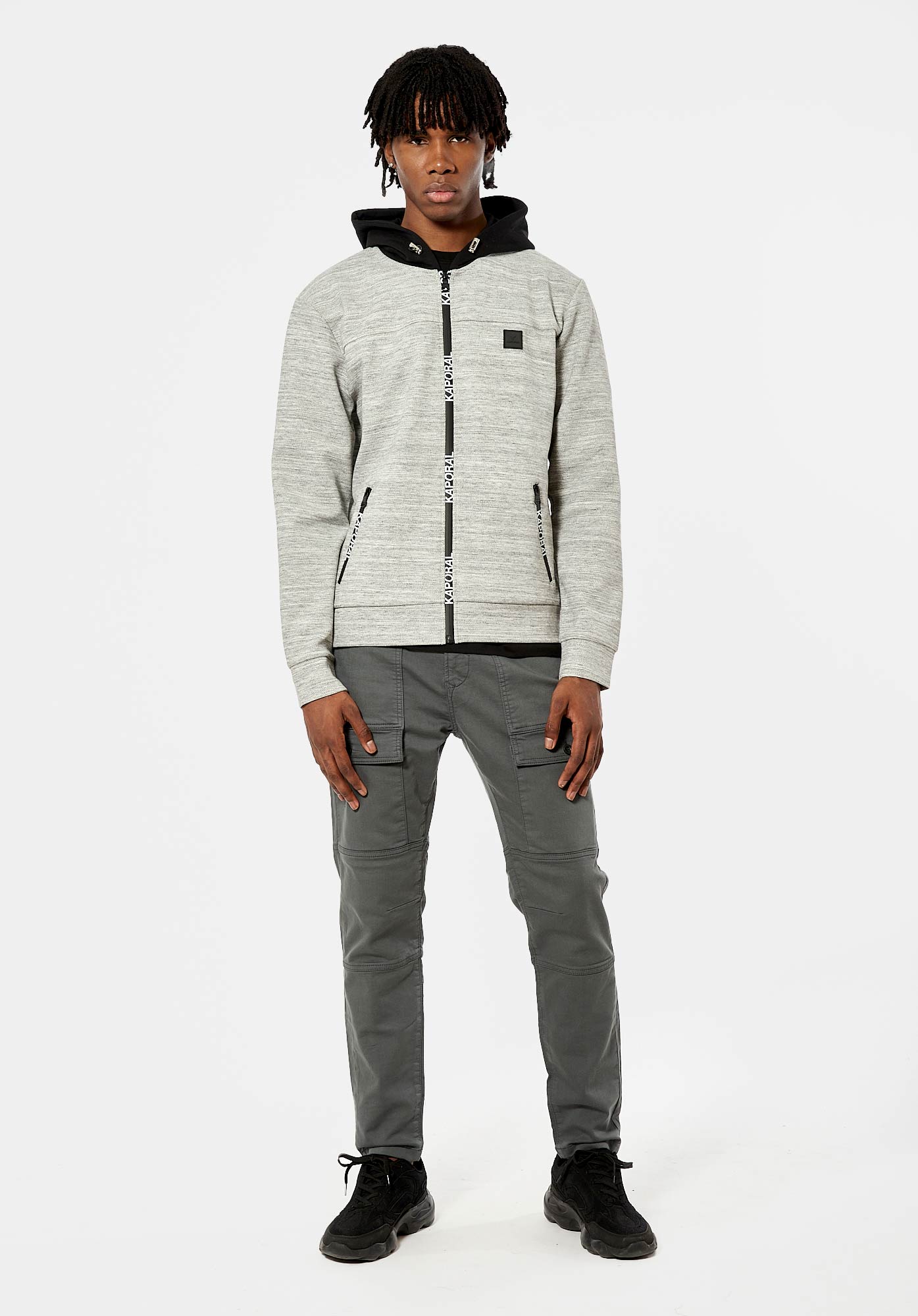 Men s grey zip up sweatshirt Paxes Kaporal