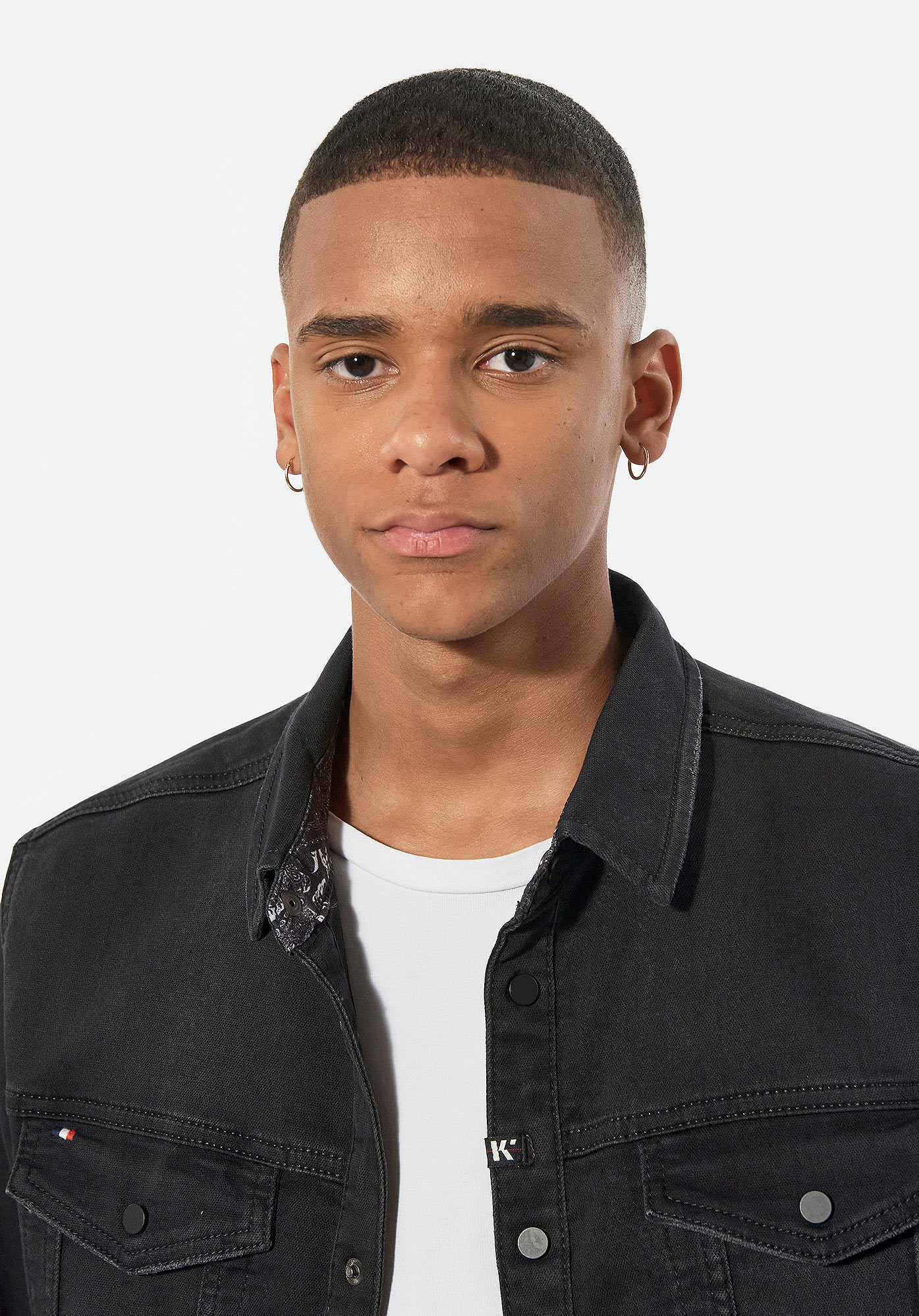 Faded black denim shirt hot sale