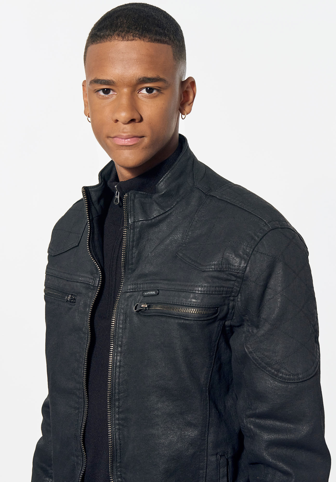 Coated denim jacket clearance