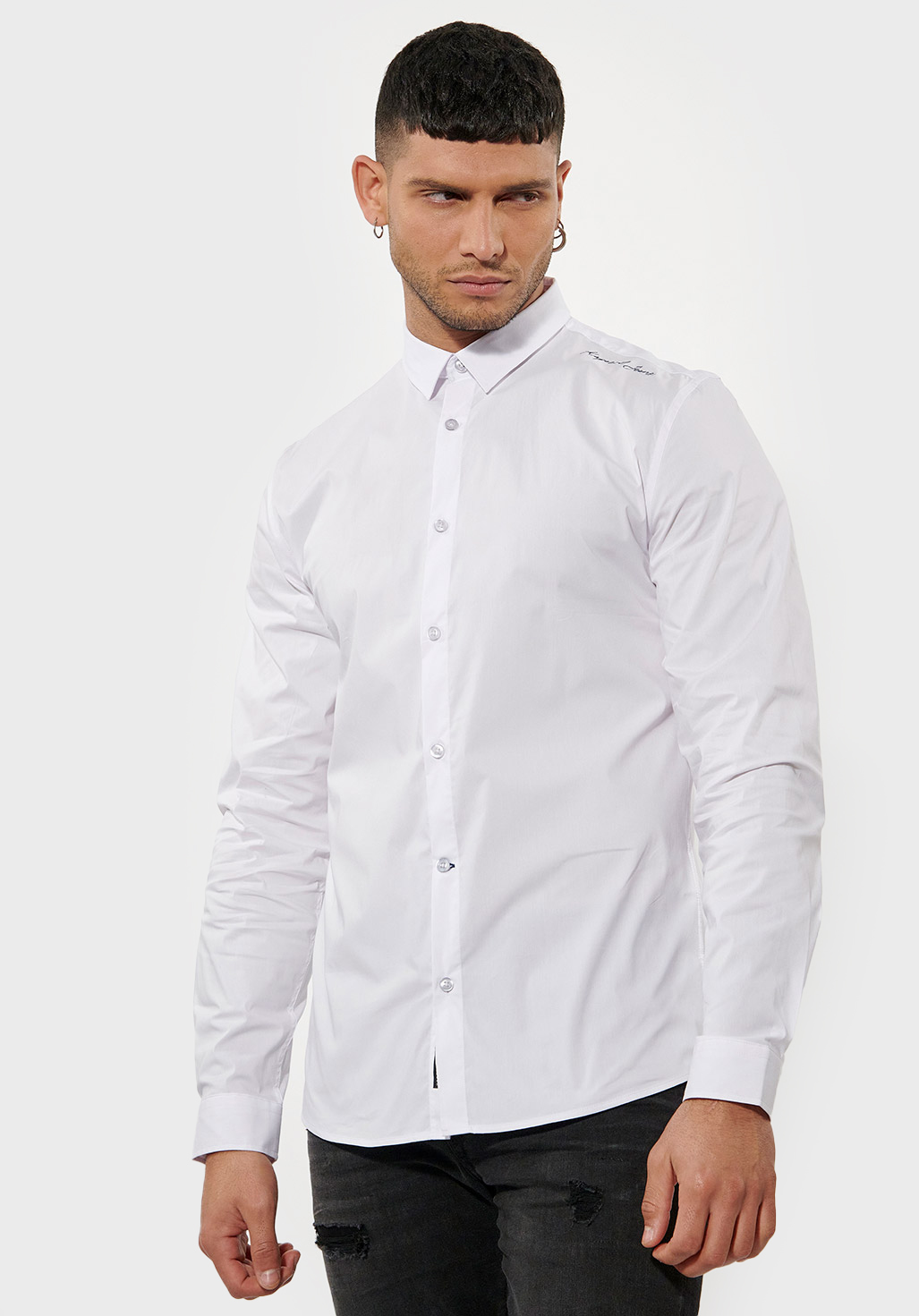 Fitted white cheap dress shirt