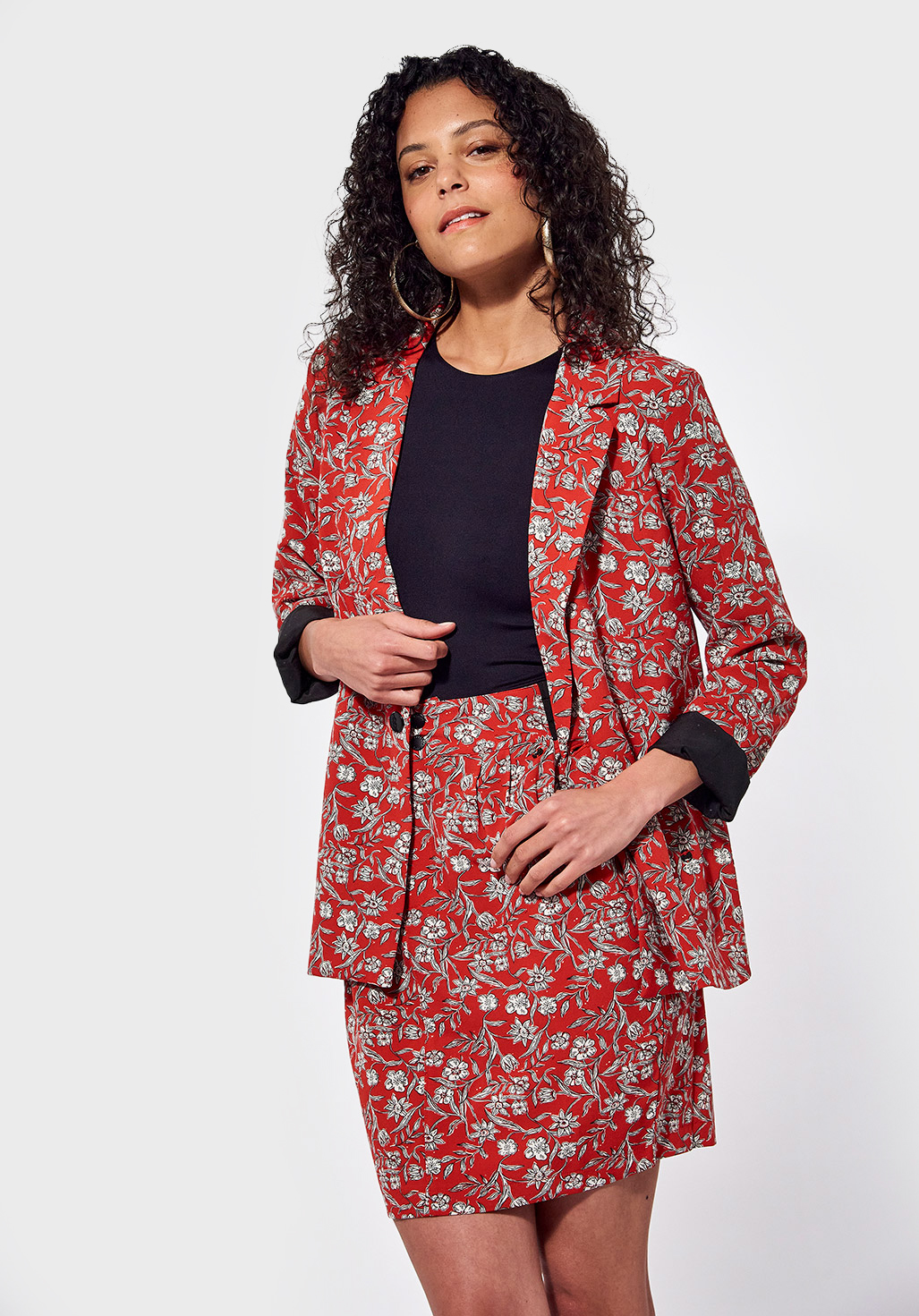 Red floral blazer on sale womens