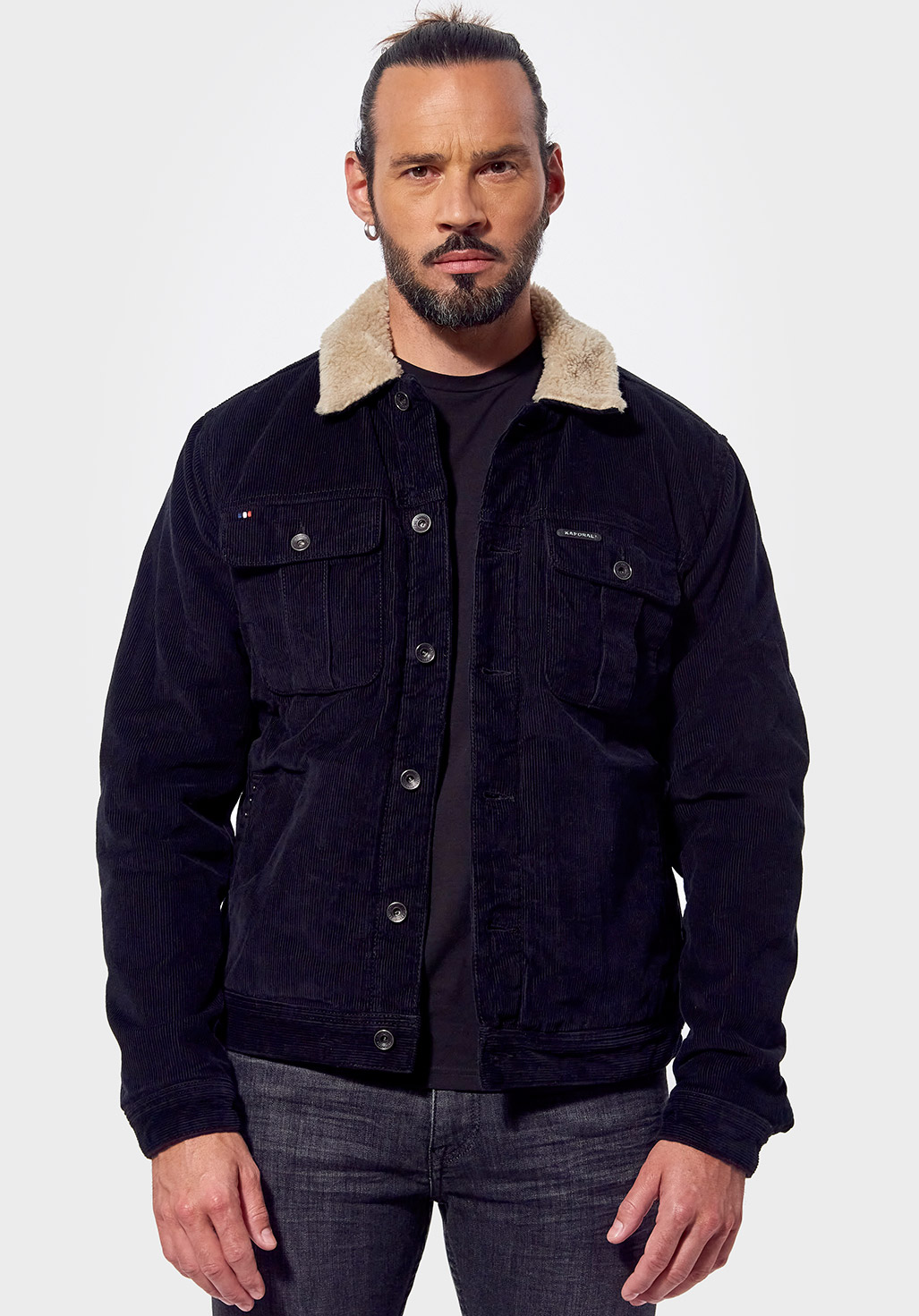 Veste en jean regular Homme noir en 100 coton Ifroz Kaporal