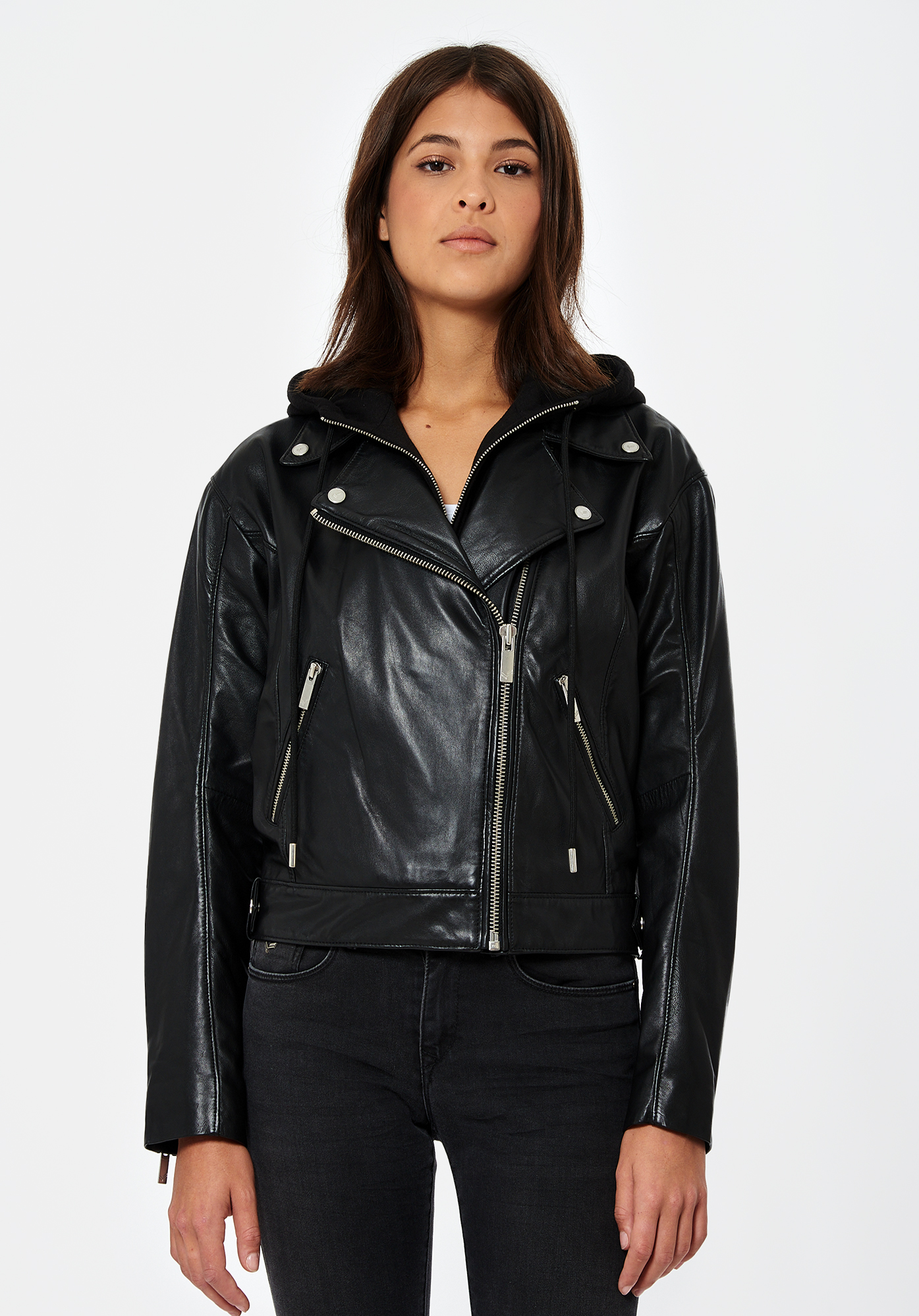 Veste en cuir noir Femme Audo Kaporal