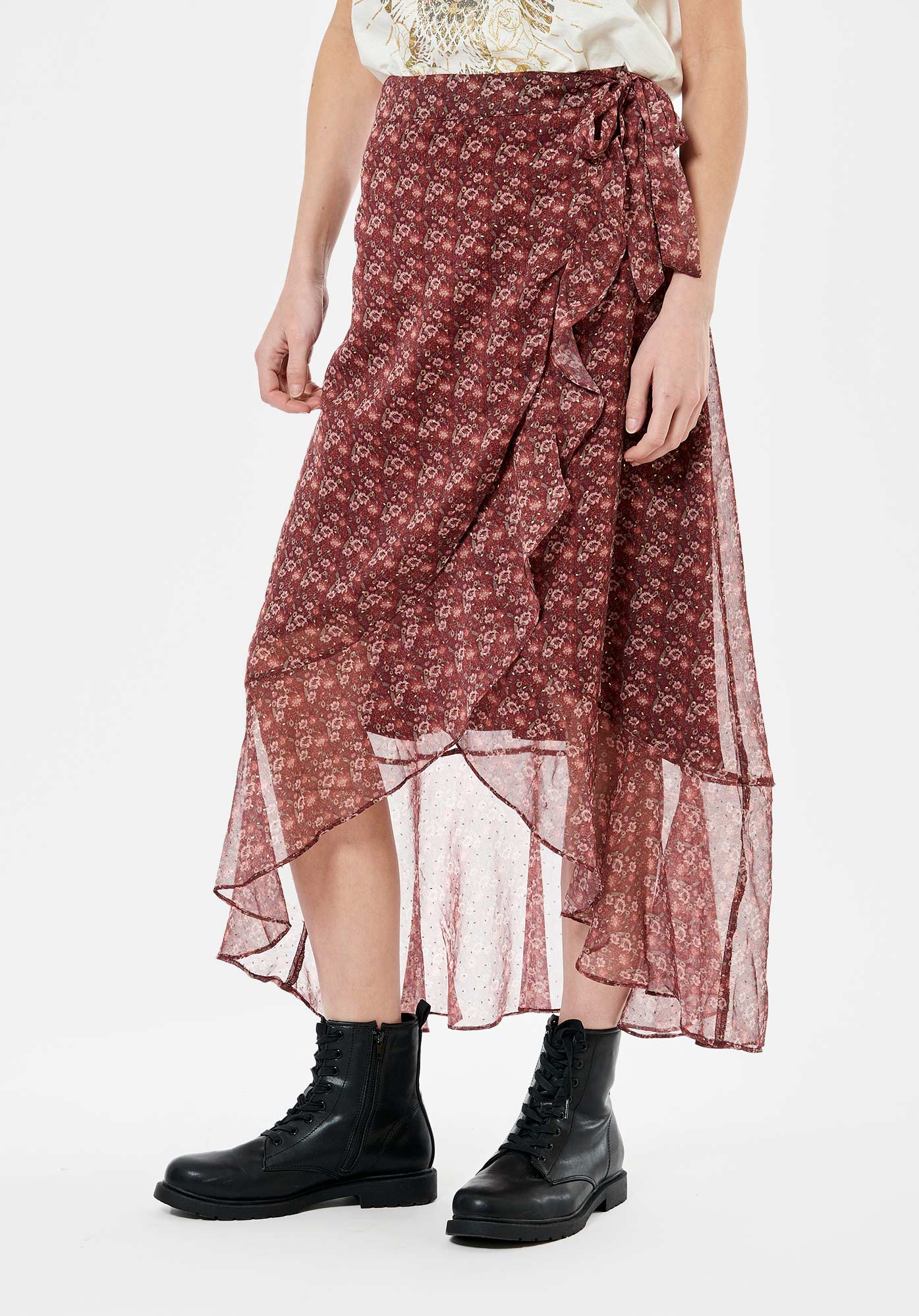 Jupe longue portefeuille fleurie cheap