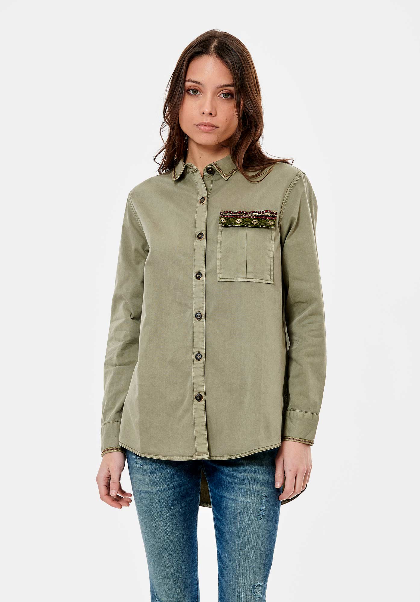Chemise en jean deals kaki femme
