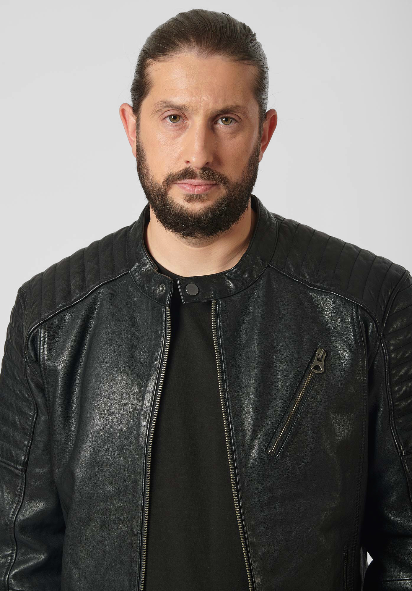 Veste en cuir noir Homme Benur Kaporal