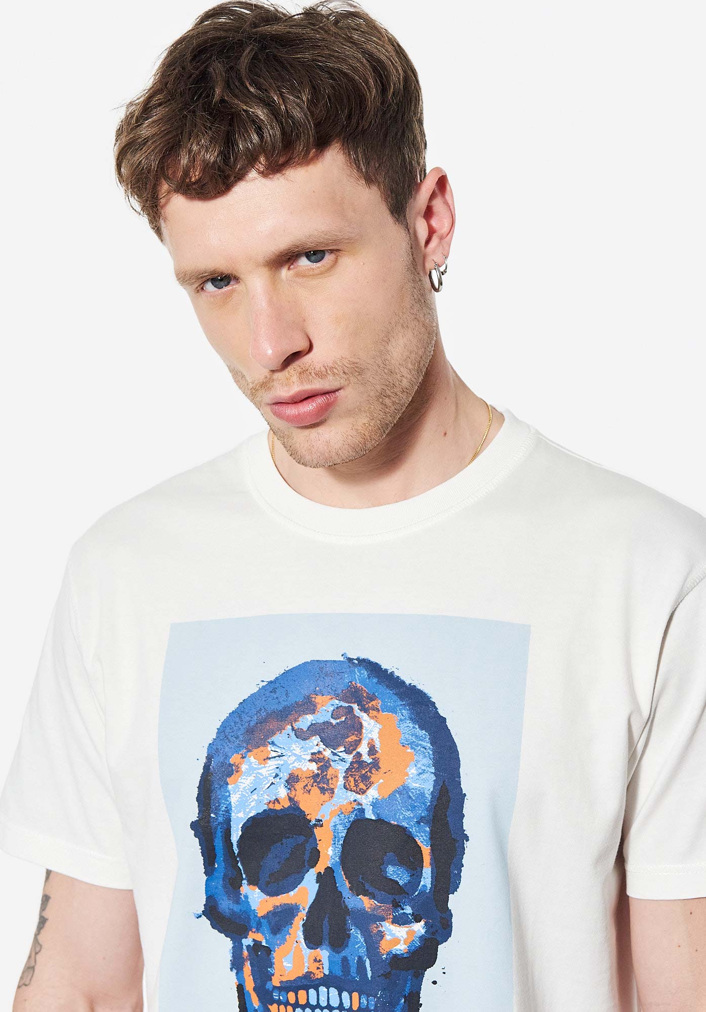 T shirt blanc t te de mort Homme Bilki Kaporal