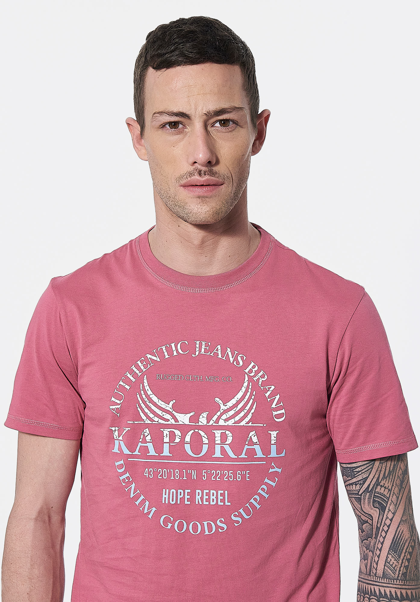 T shirt rose Homme en 100 coton bio Cera Kaporal