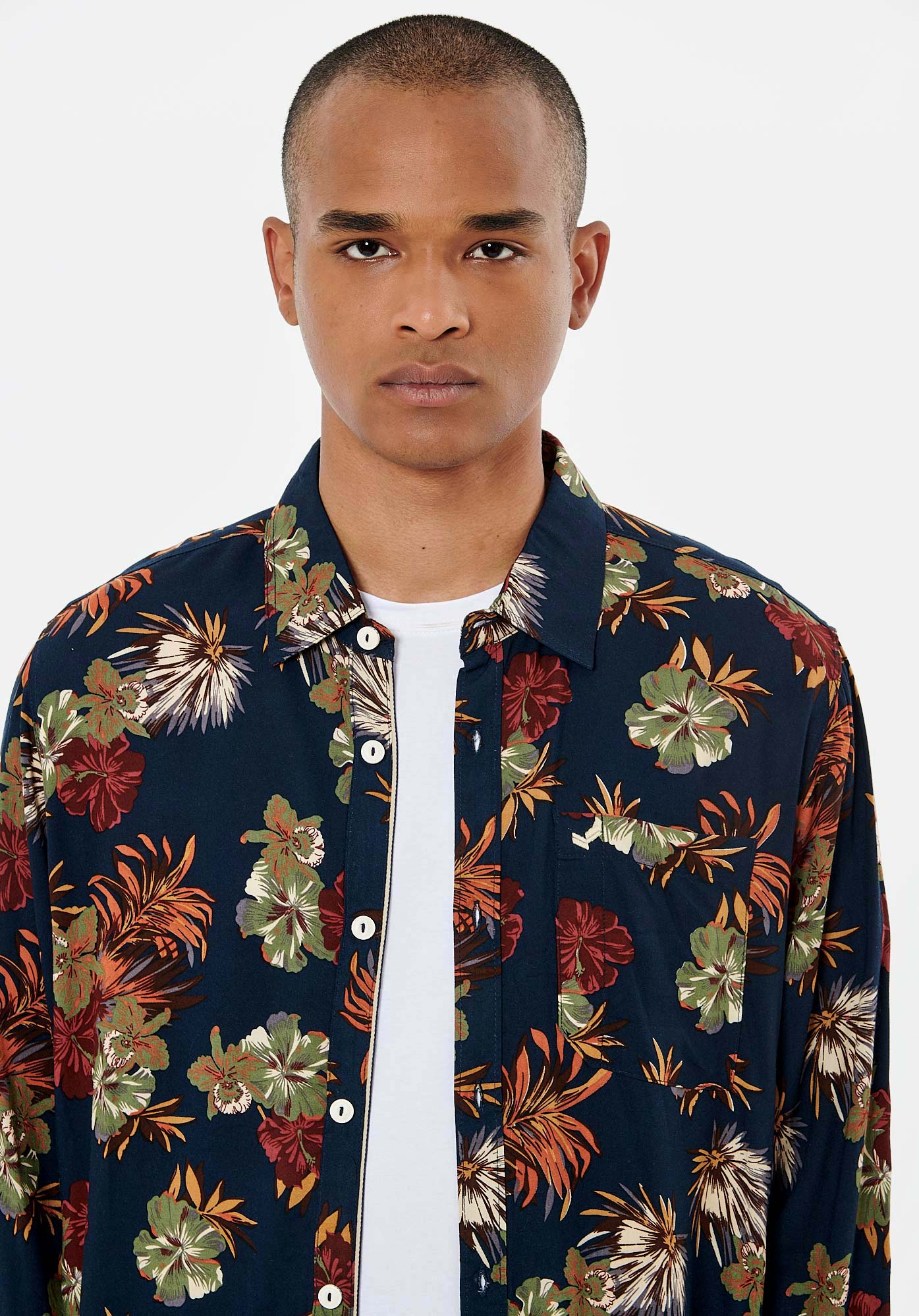 Chemise bleue fleurie Homme Chill Kaporal