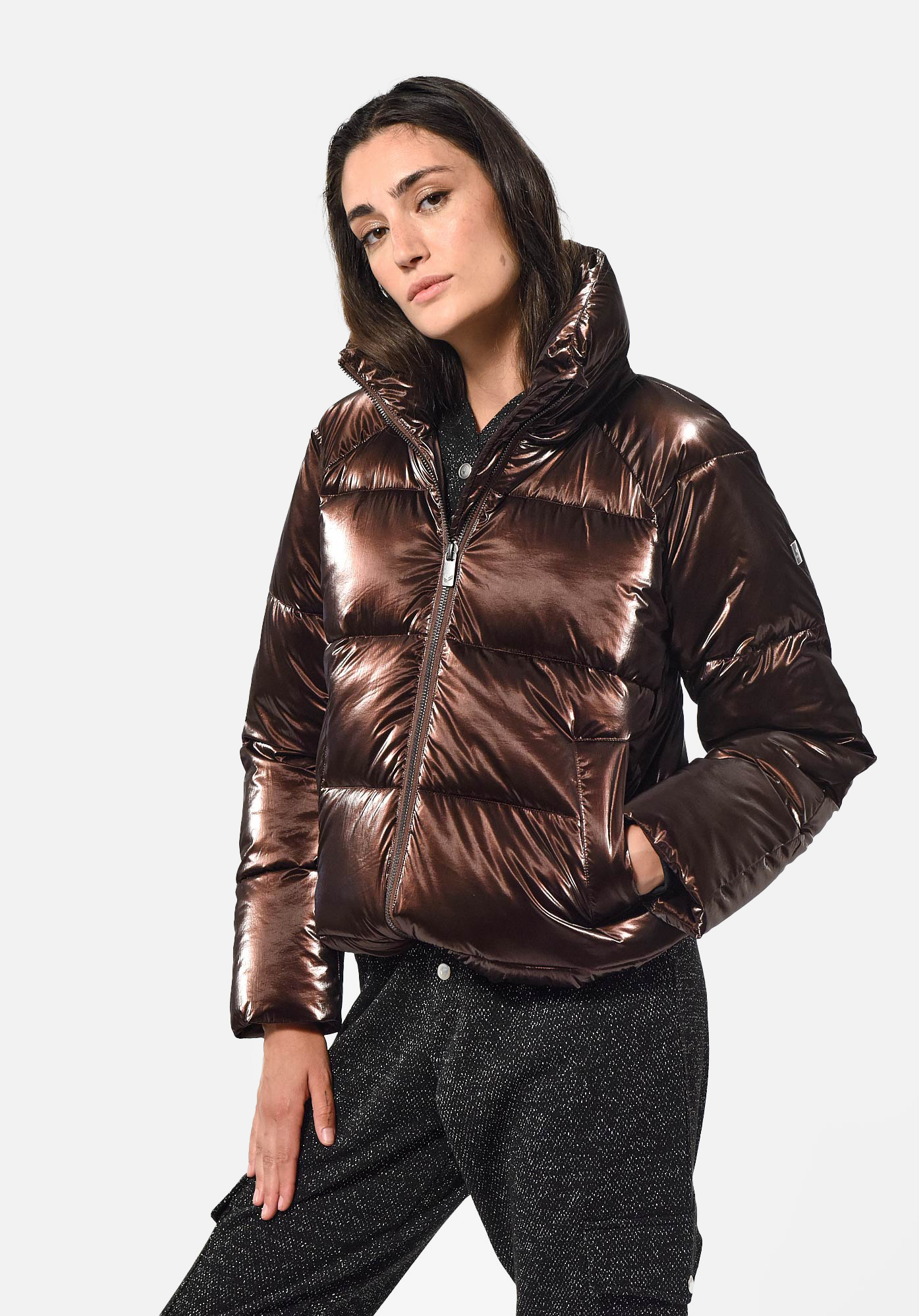 Doudoune marron brillante Femme Dean Kaporal