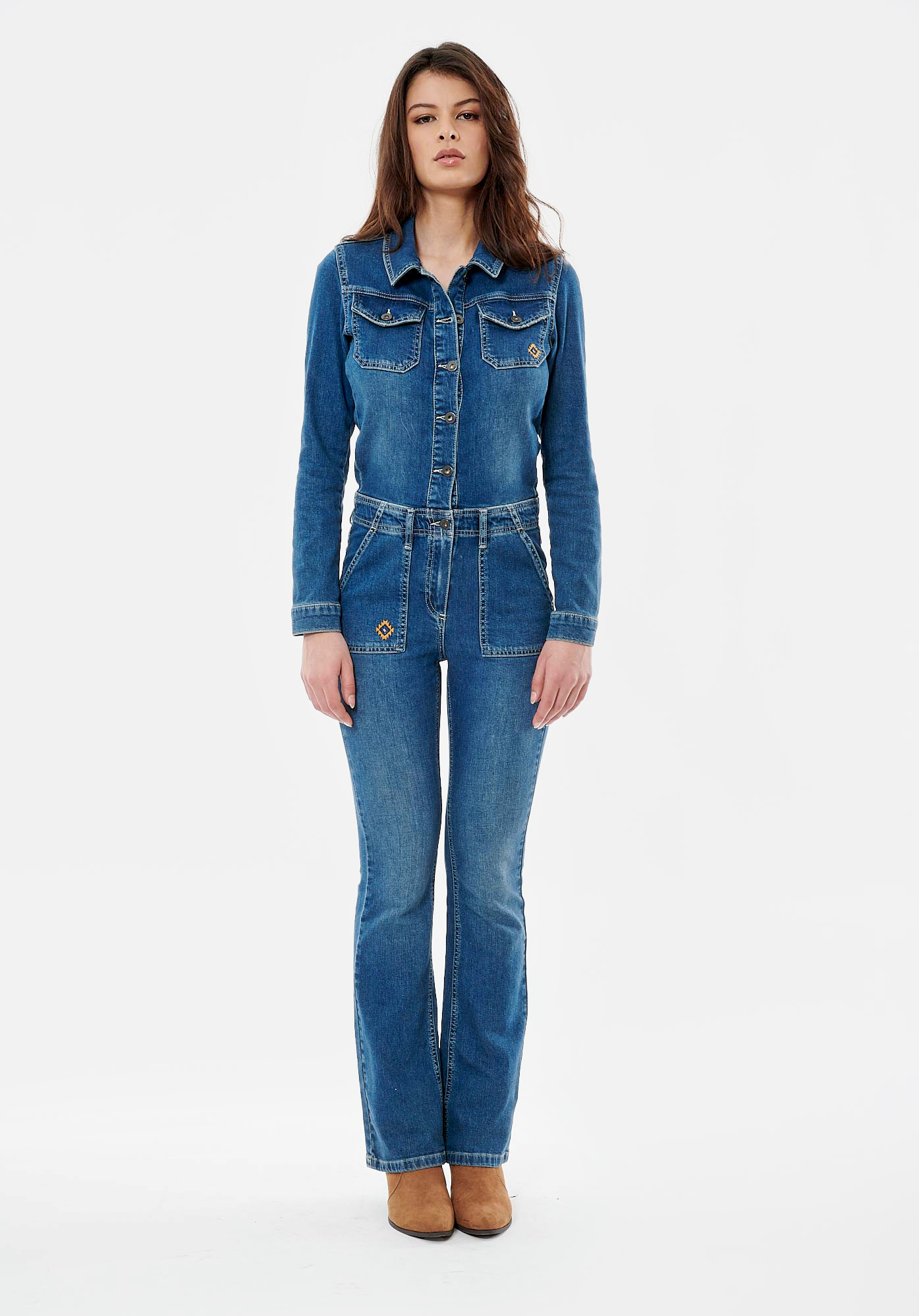 Combinaison en jean manche longue outlet