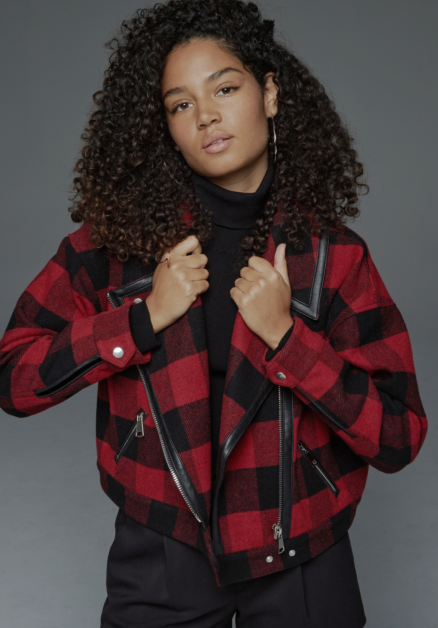 Veste a sales carreau rouge femme