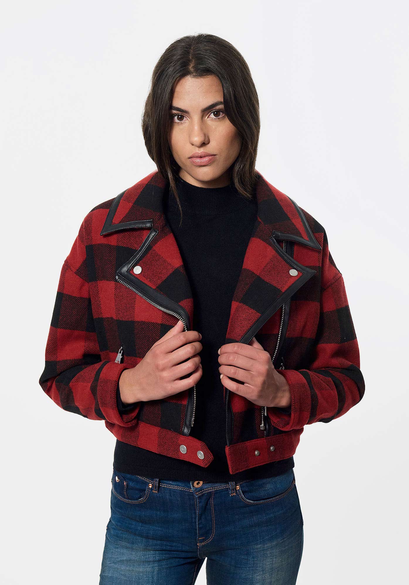 Veste a carreaux rouges Femme Dolfi Kaporal
