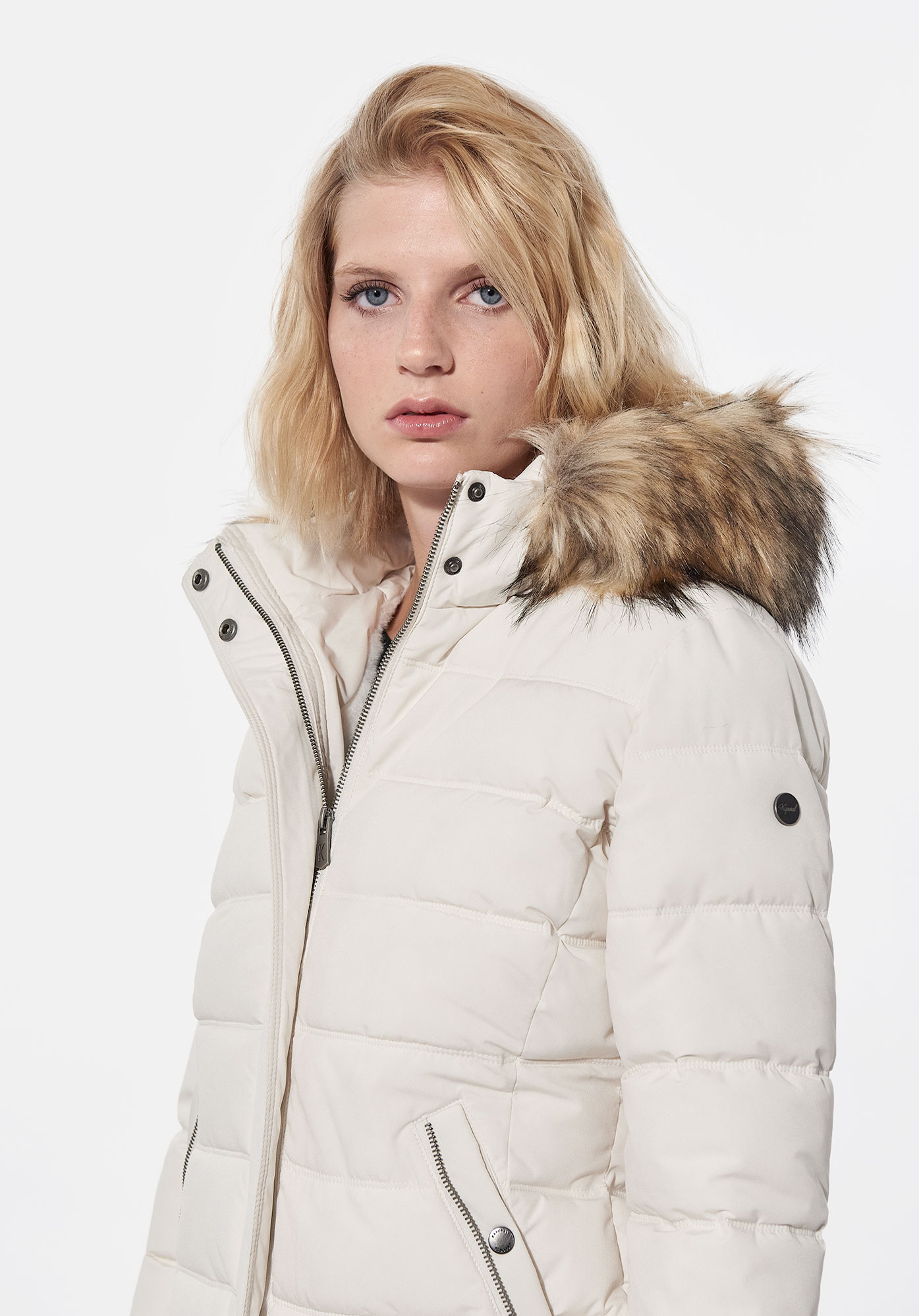 Doudoune blanche fourrure femme shop