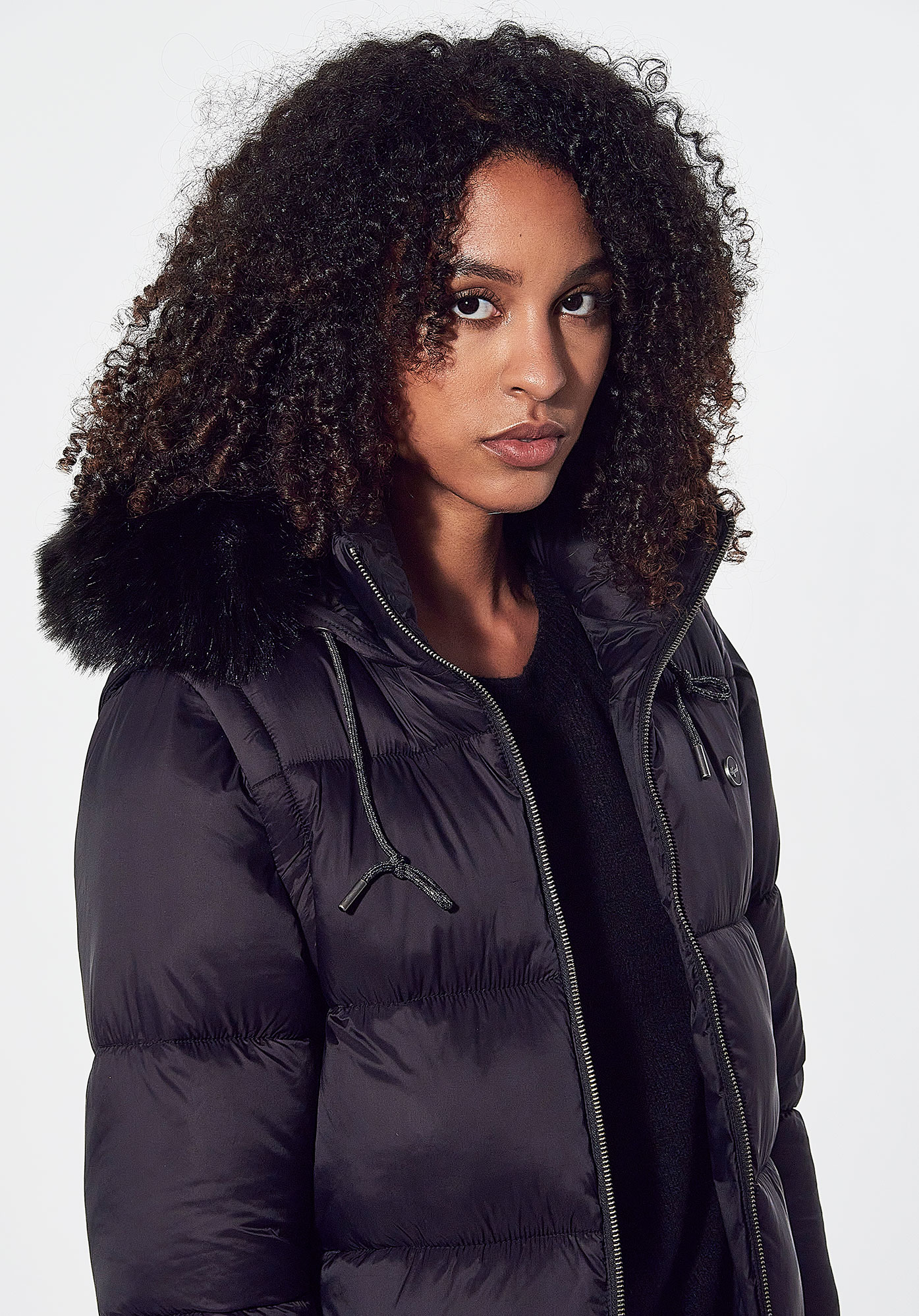 Doudoune longue 2 en 1 noire Femme Fafa Kaporal