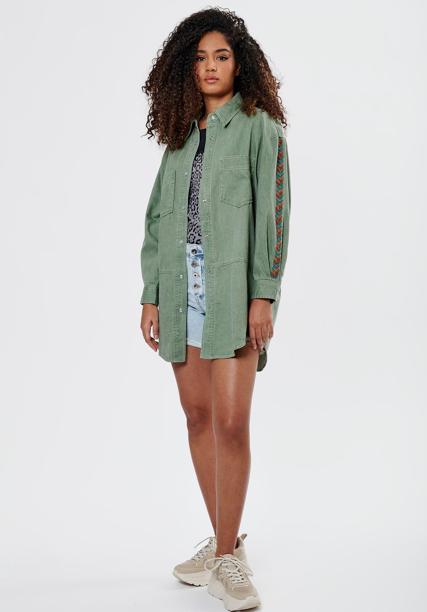 Chemise jean kaki femme best sale