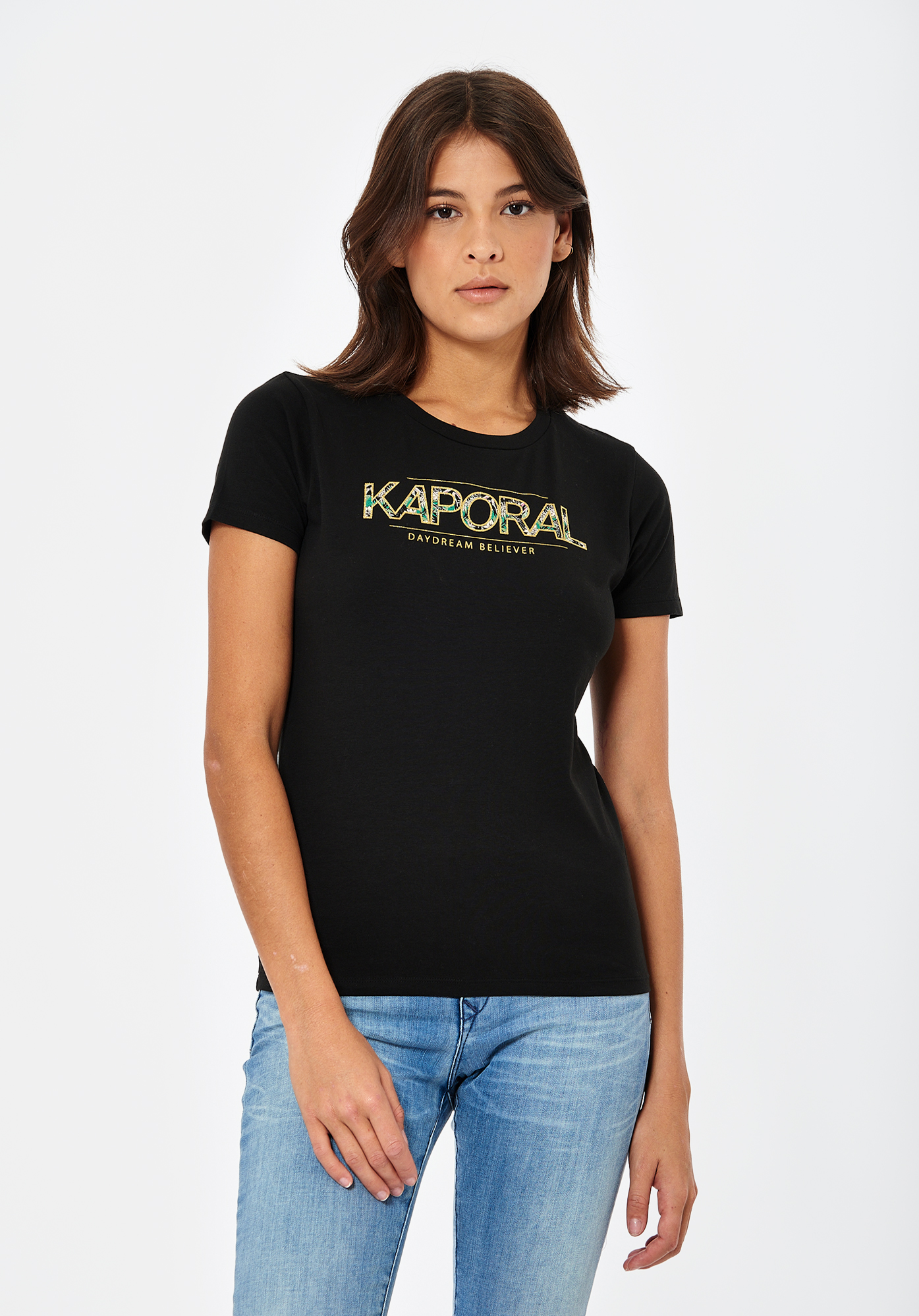 T shirt noir Femme Jall Kaporal