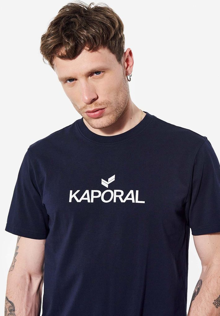 T-shirt bleu Homme en 100% coton bio Leres - Kaporal