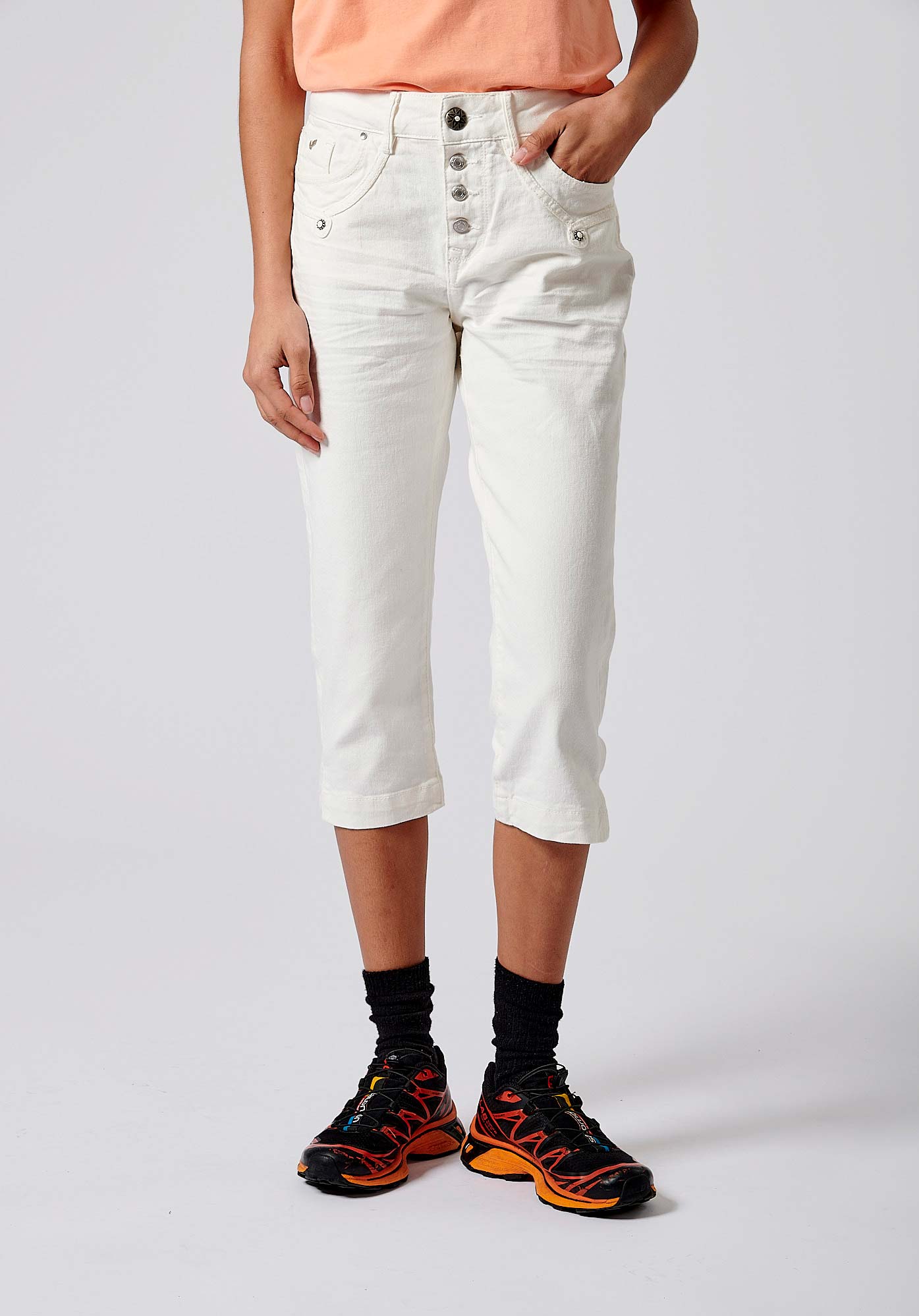 Pantacourt slim blanc Femme Loli Kaporal