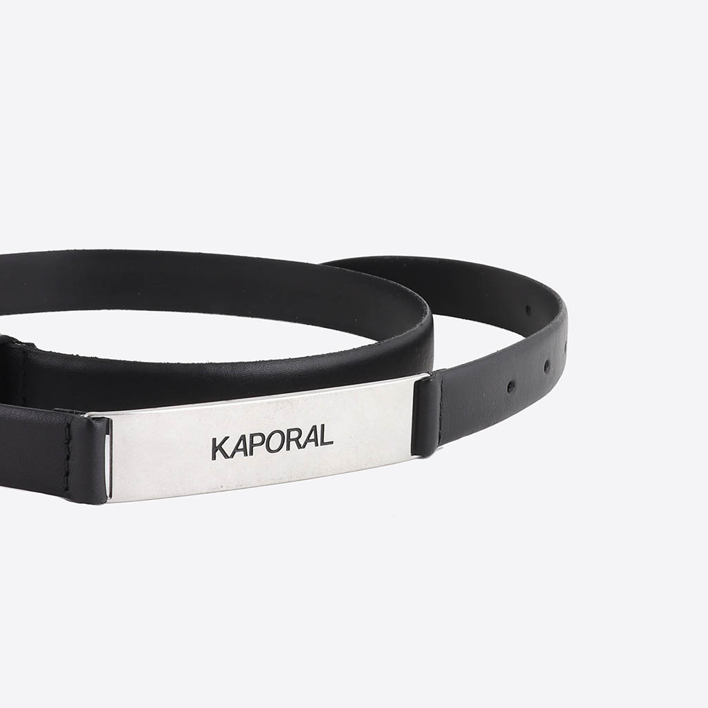 Ceinture fine en cuir noir Femme Love Kaporal