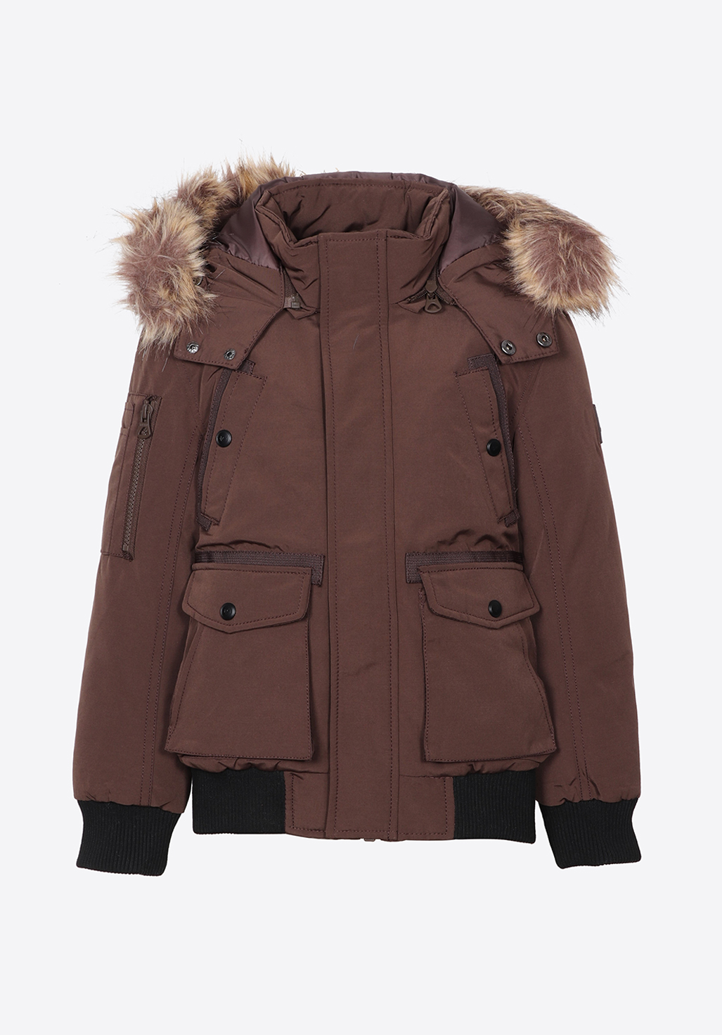 Blouson marron Gar on en 100 polyester recycl Menzo Kaporal