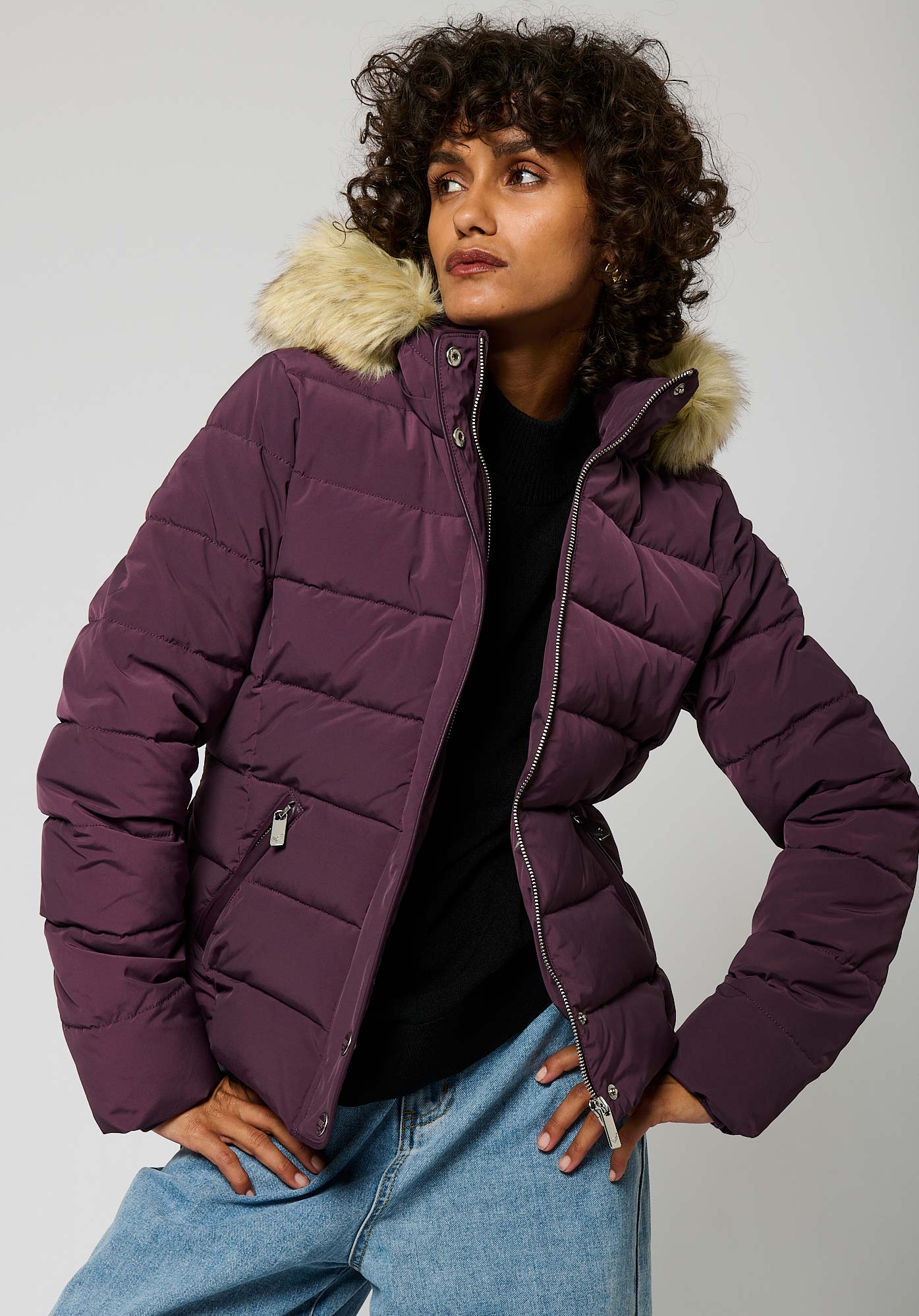 Doudoune violette femme sale