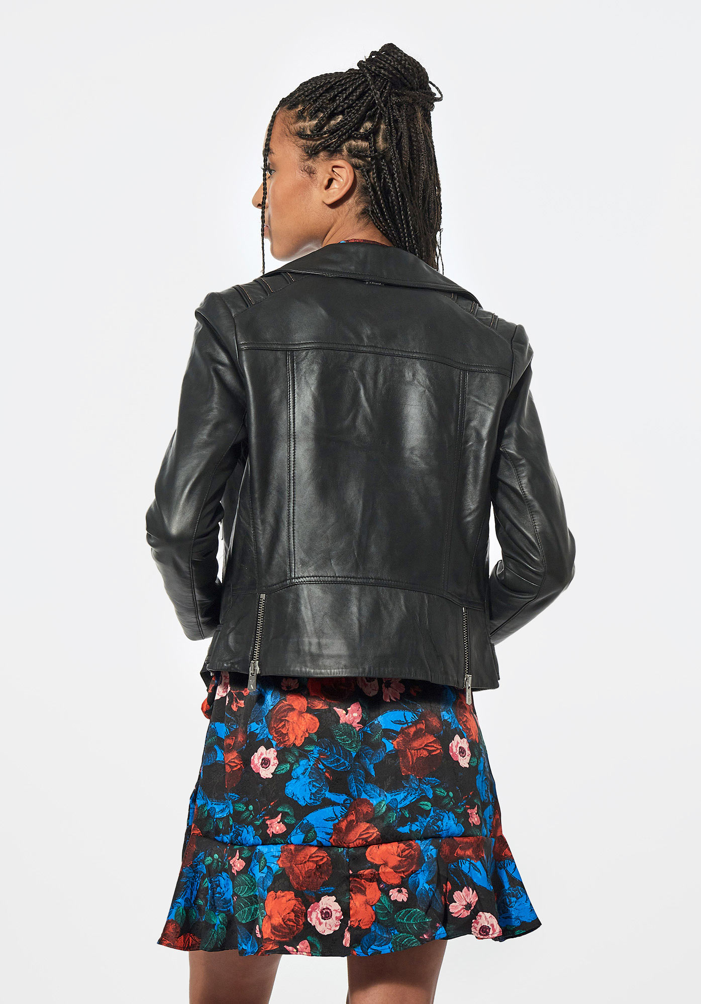 Veste en cuir noir Femme Pimp Kaporal