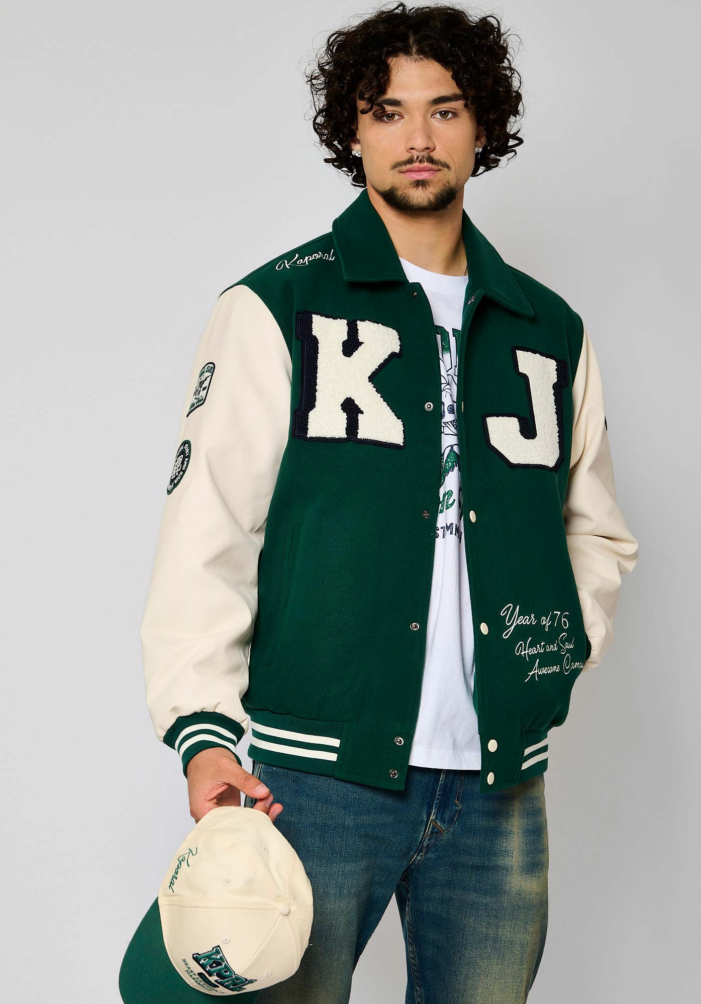 Blouson vert style universite Homme Reddy Kaporal