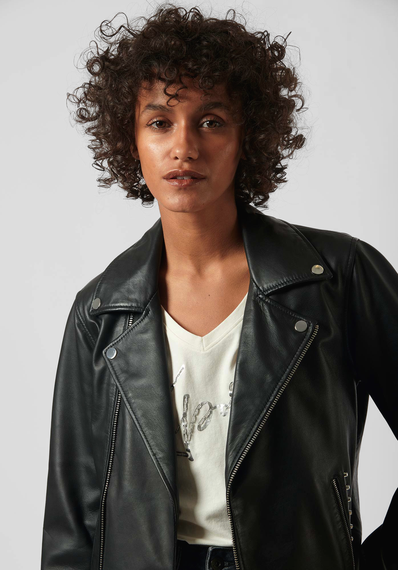 Veste en cuir noir Femme Sary Kaporal