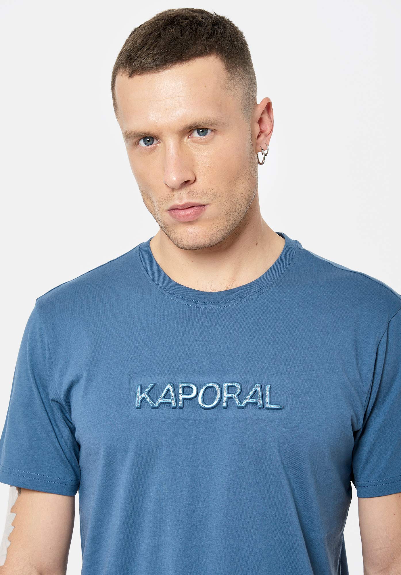 T shirt bleu Homme en 100 coton Siko Kaporal