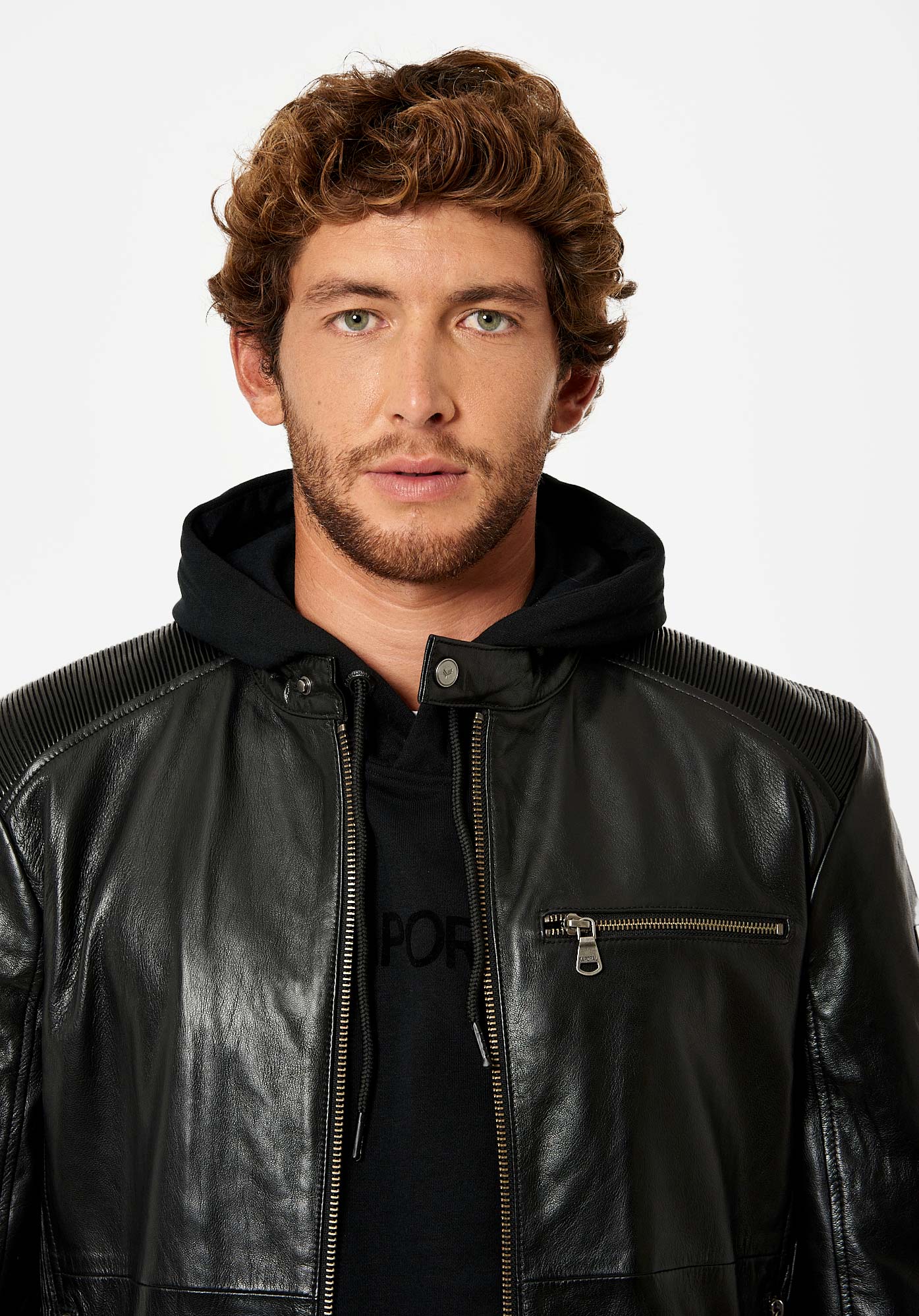 Veste en cuir noir Homme Soda Kaporal