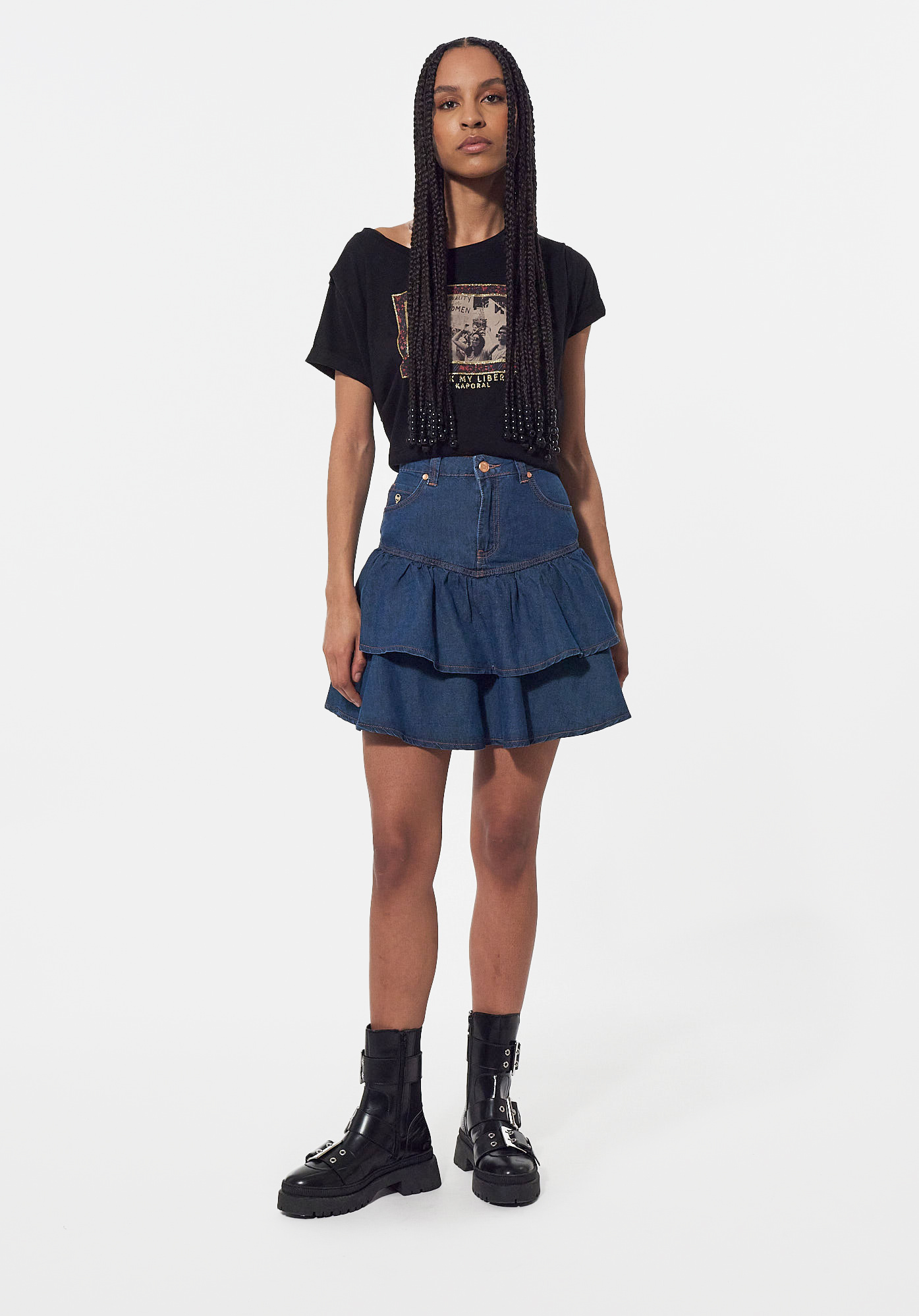 Jupe volants en jean Femme Sofia Kaporal