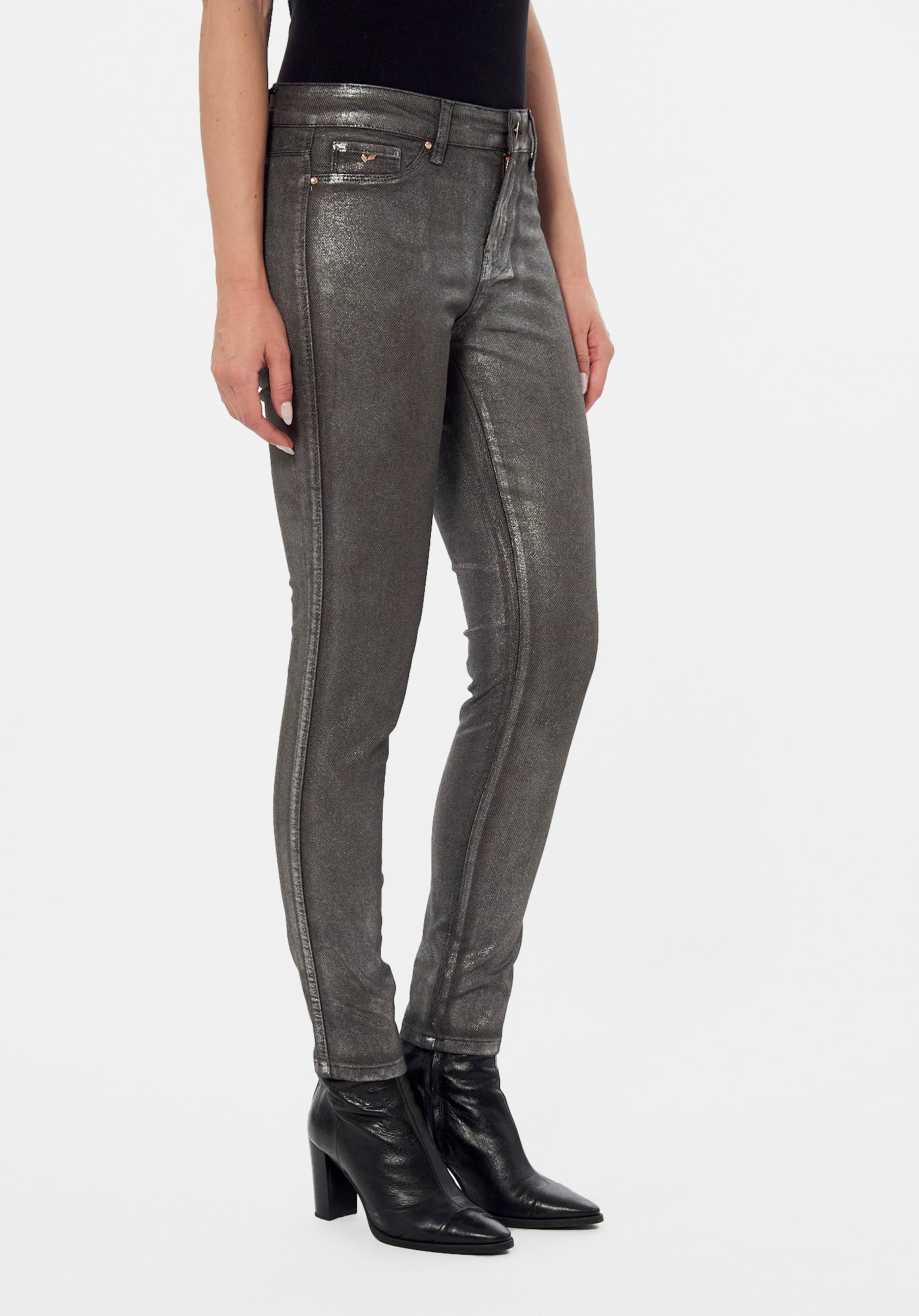 Jean slim best sale enduit gris femme