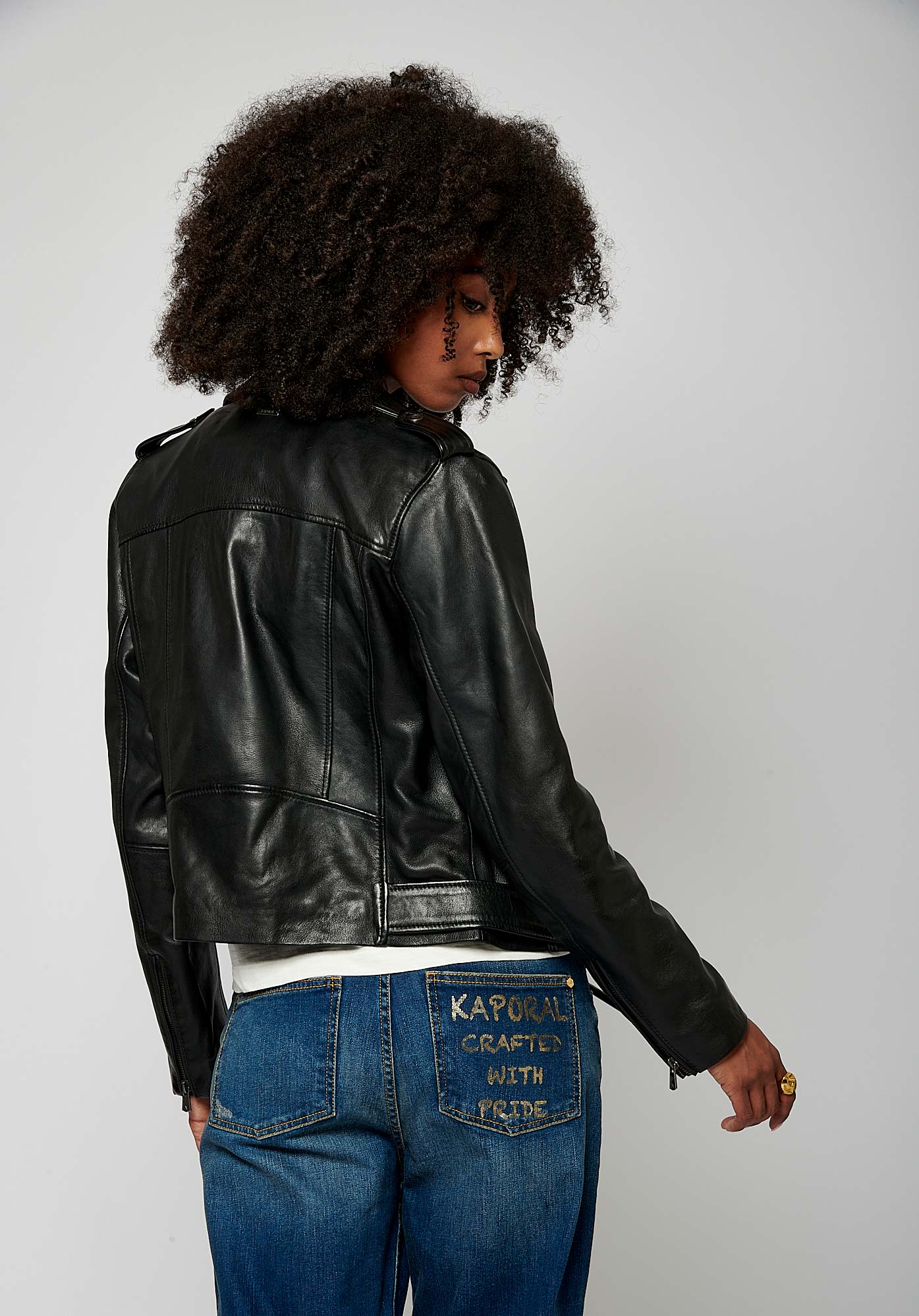 Veste en cuir noir Femme Souk Kaporal