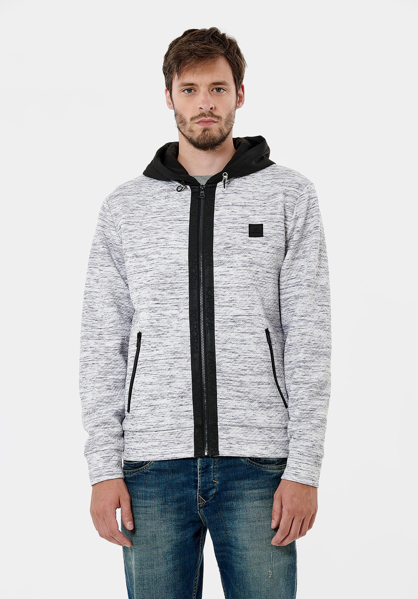 Sweat zippe gris Homme Theo Kaporal