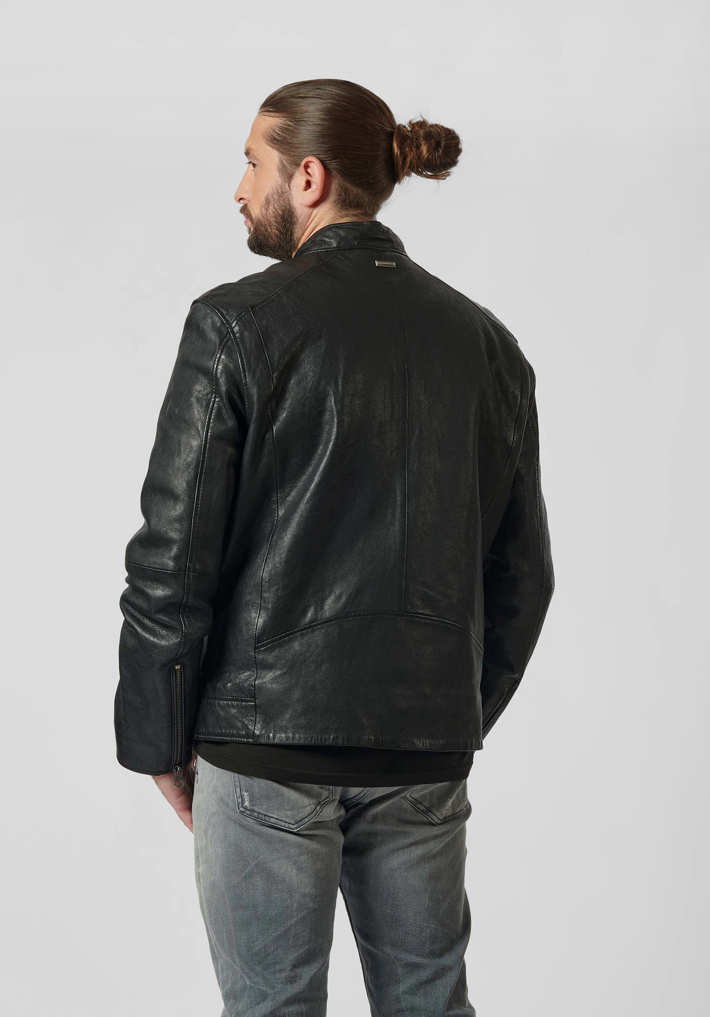 Veste en cuir noir Homme Uniq Kaporal