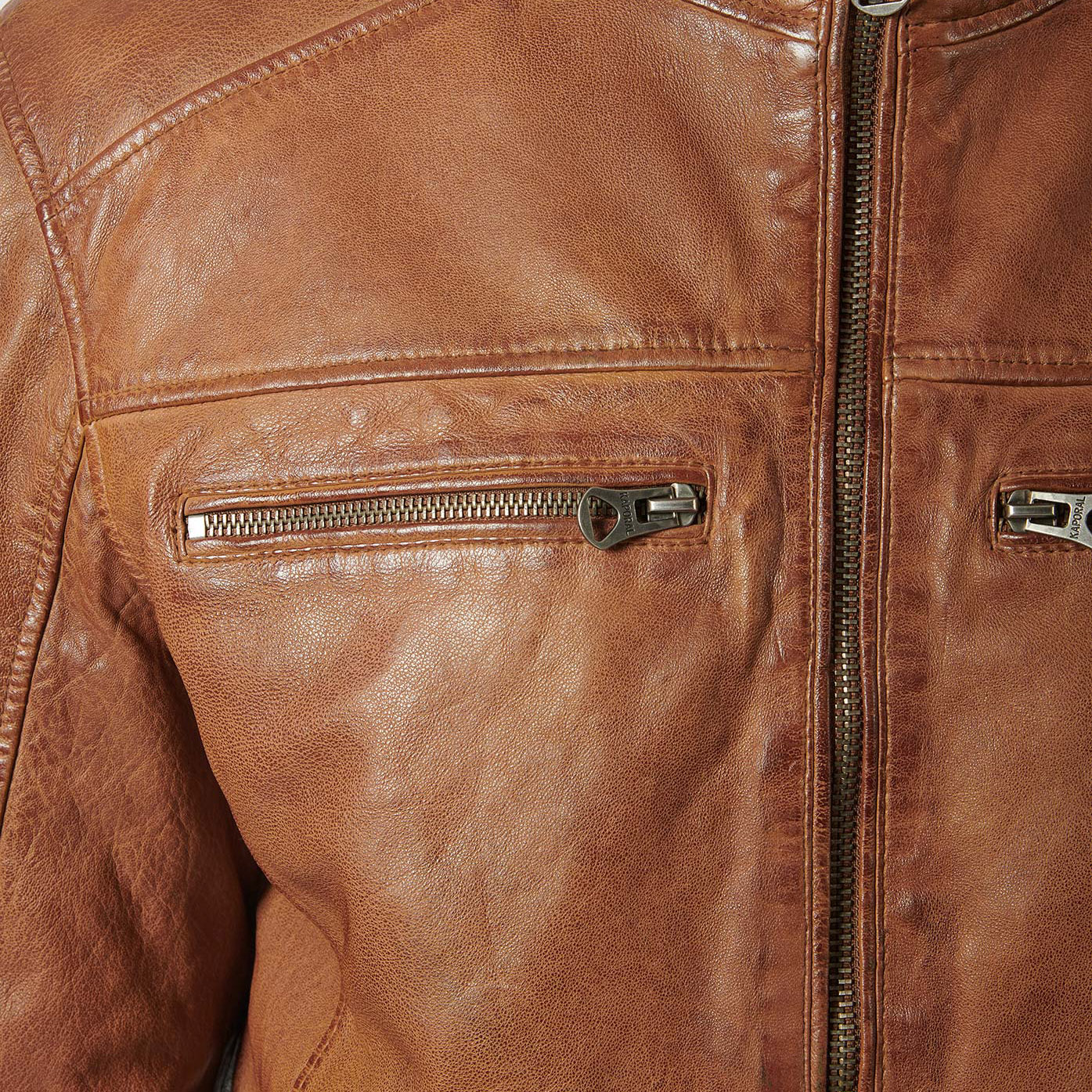 Veste en cuir marron Homme Uniq Kaporal