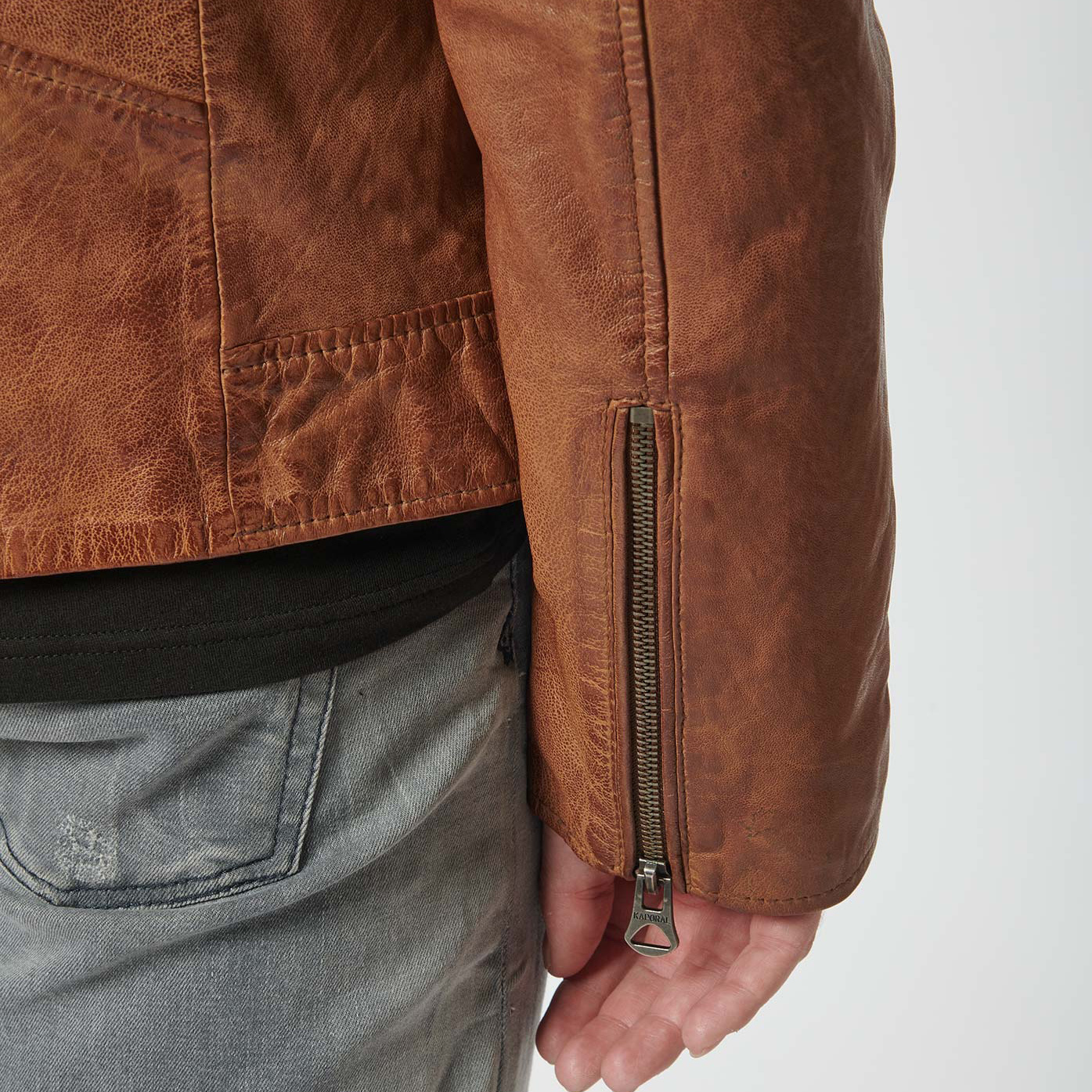 Veste cuir kaporal homme marron 2025